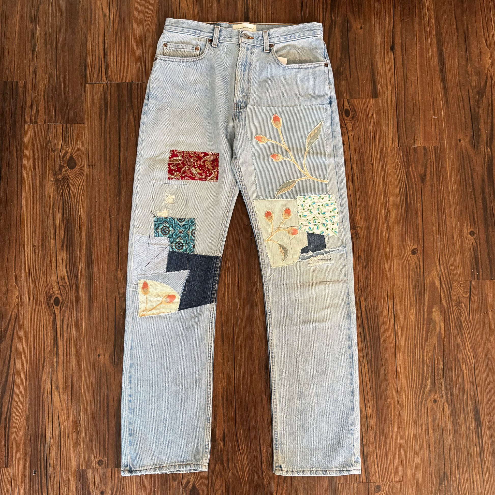 Vintage Levi's Light Wash Patchwork Jeans