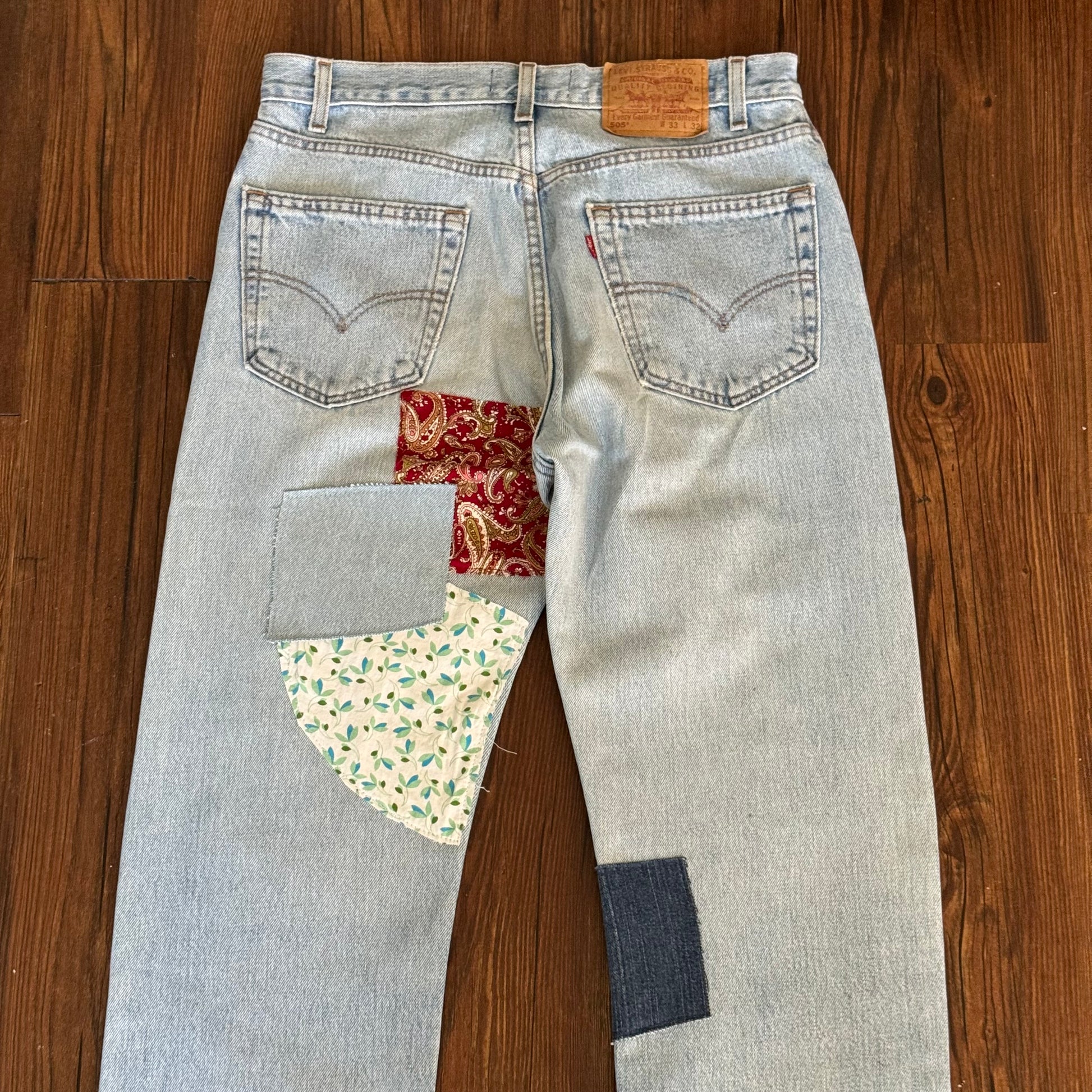 Vintage Levi's Light Wash Patchwork Jeans