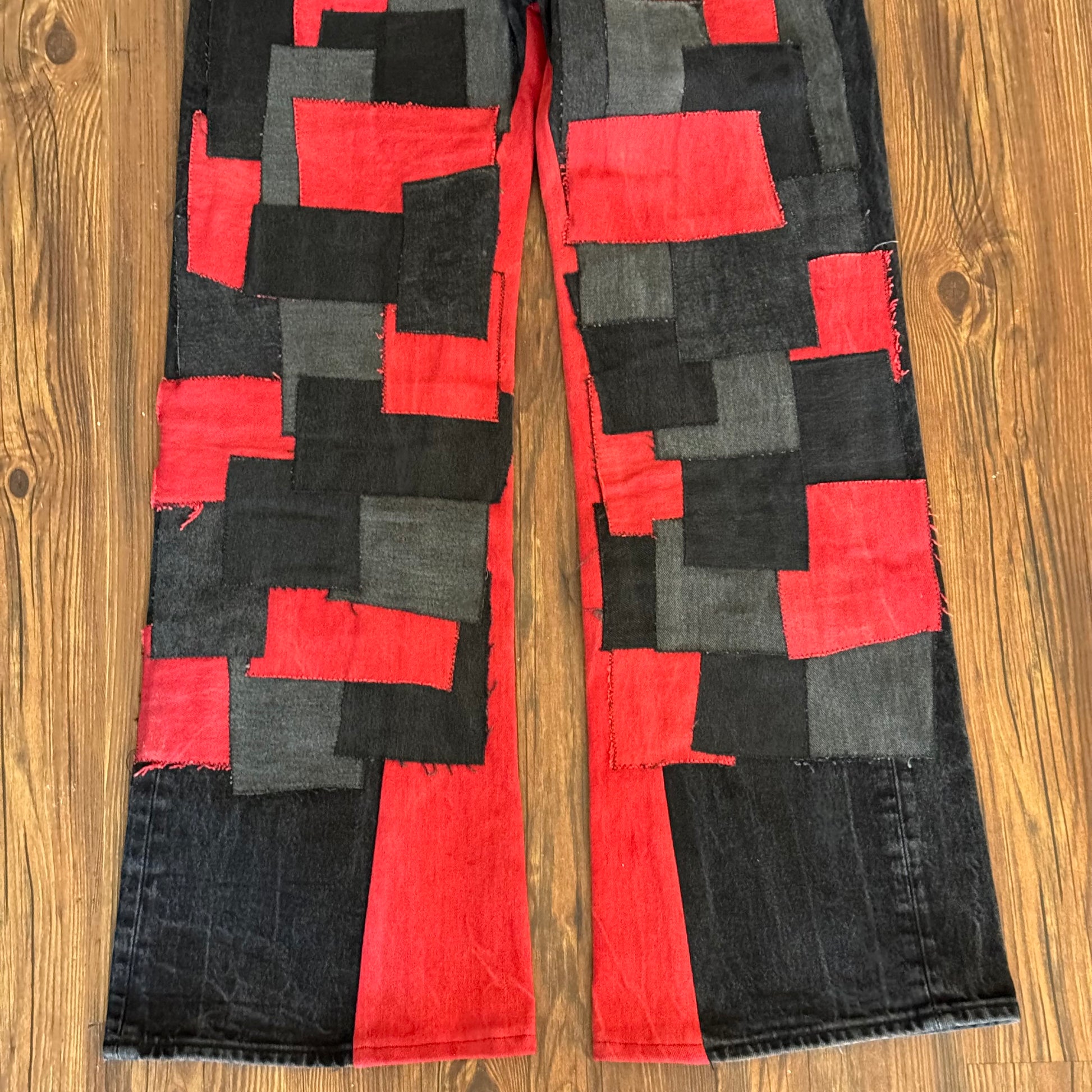 Vintage Levi's Black Red Patchwork Double Knee Jeans