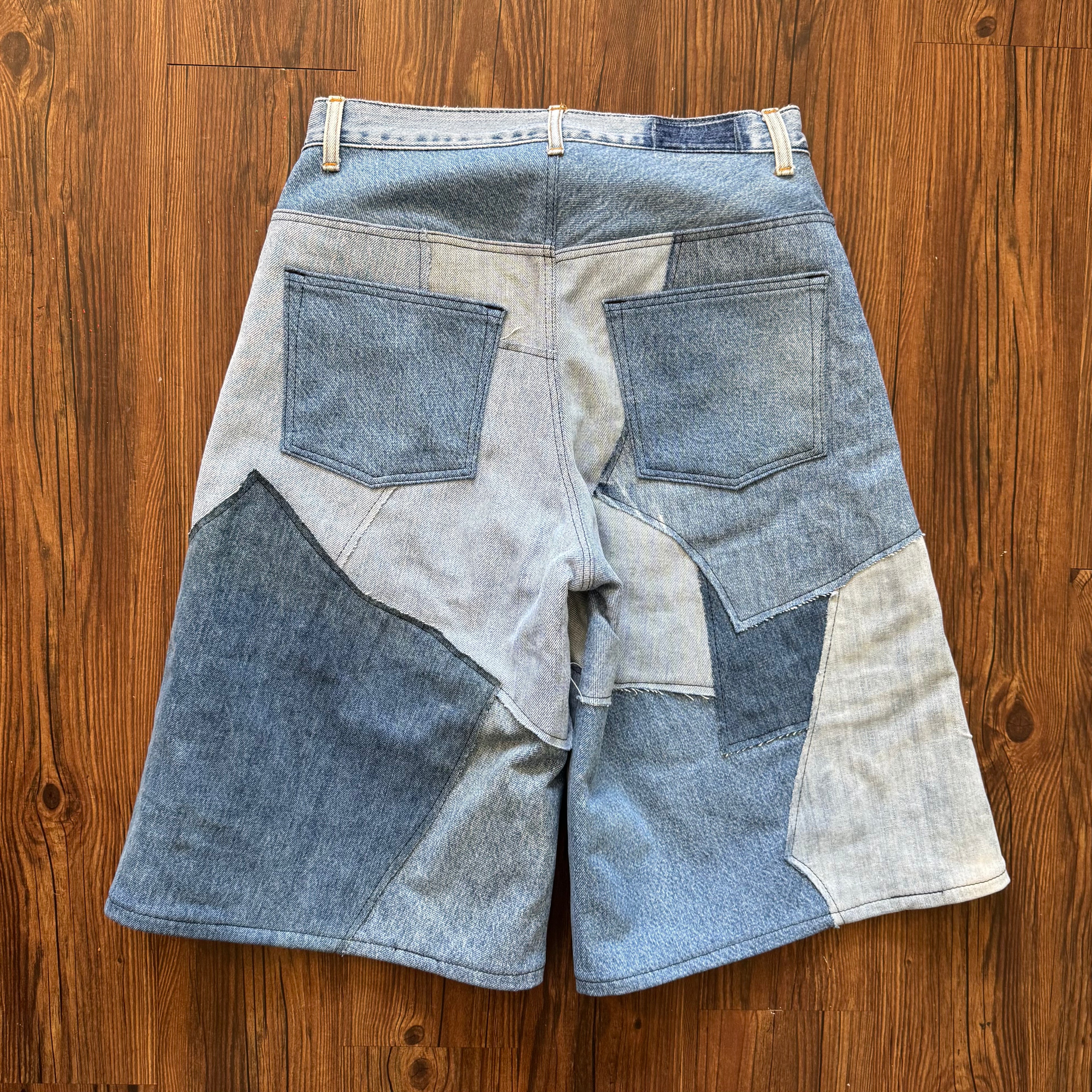 Custom Scrapwork Denim Jorts (Size 32)