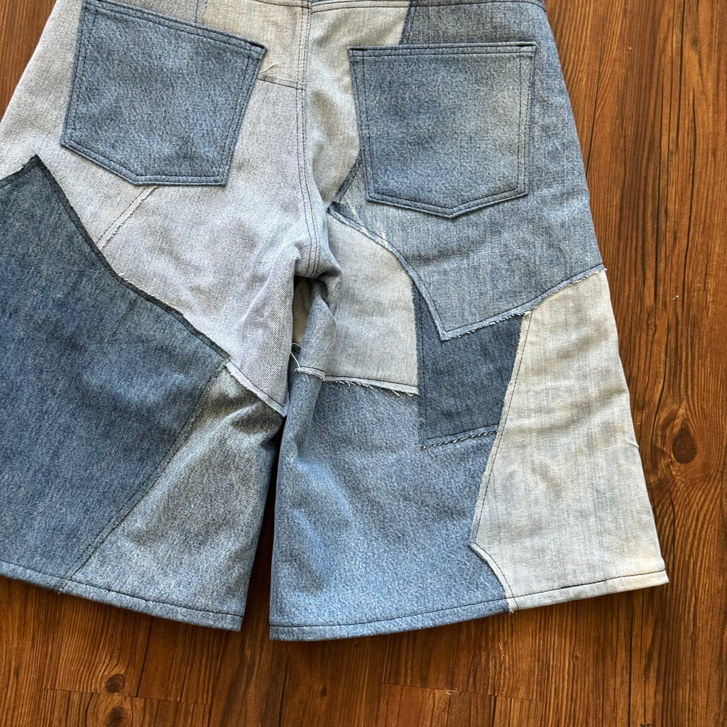 Custom Scrapwork Denim Jorts (Size 32)
