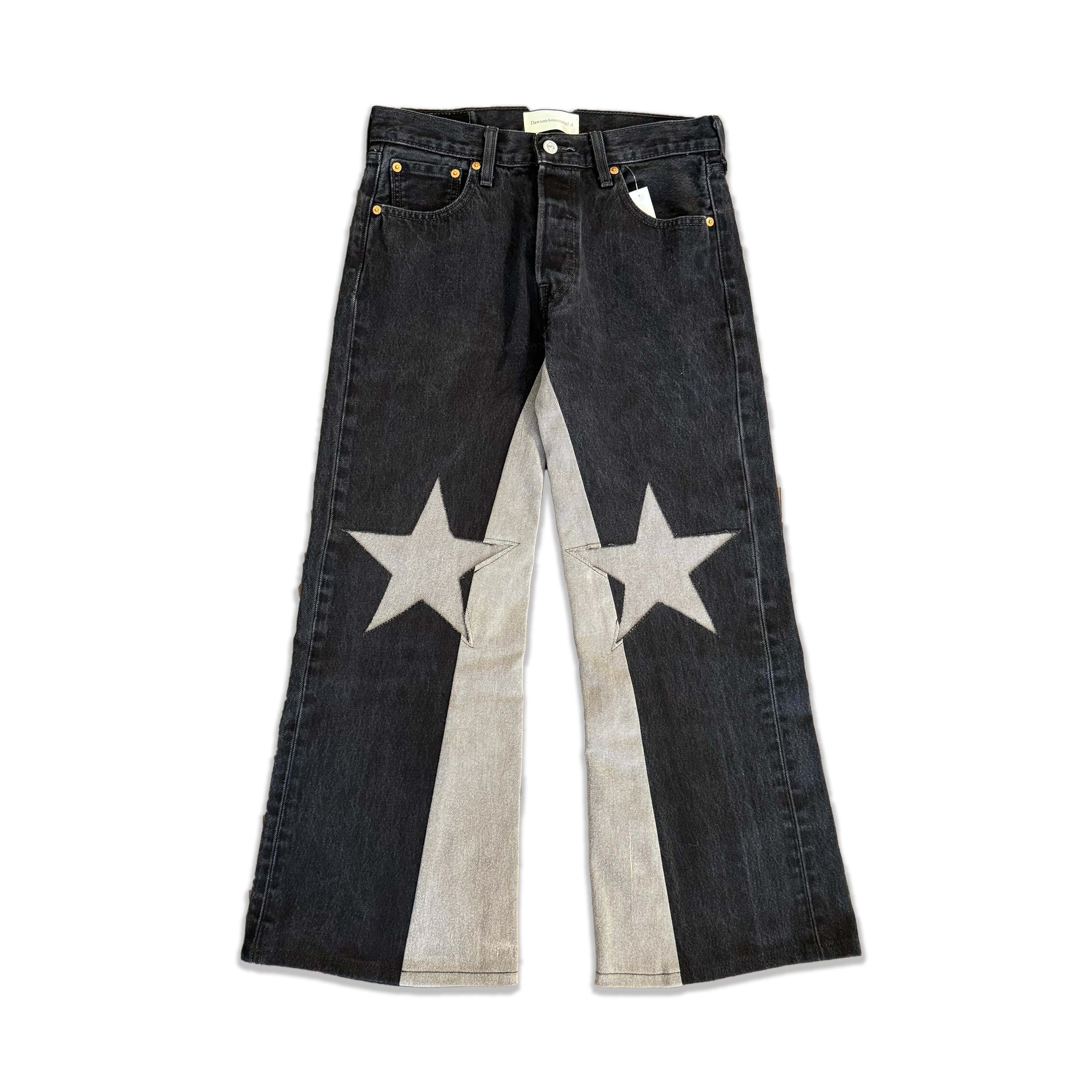 Black Denim Star Knee Jeans
