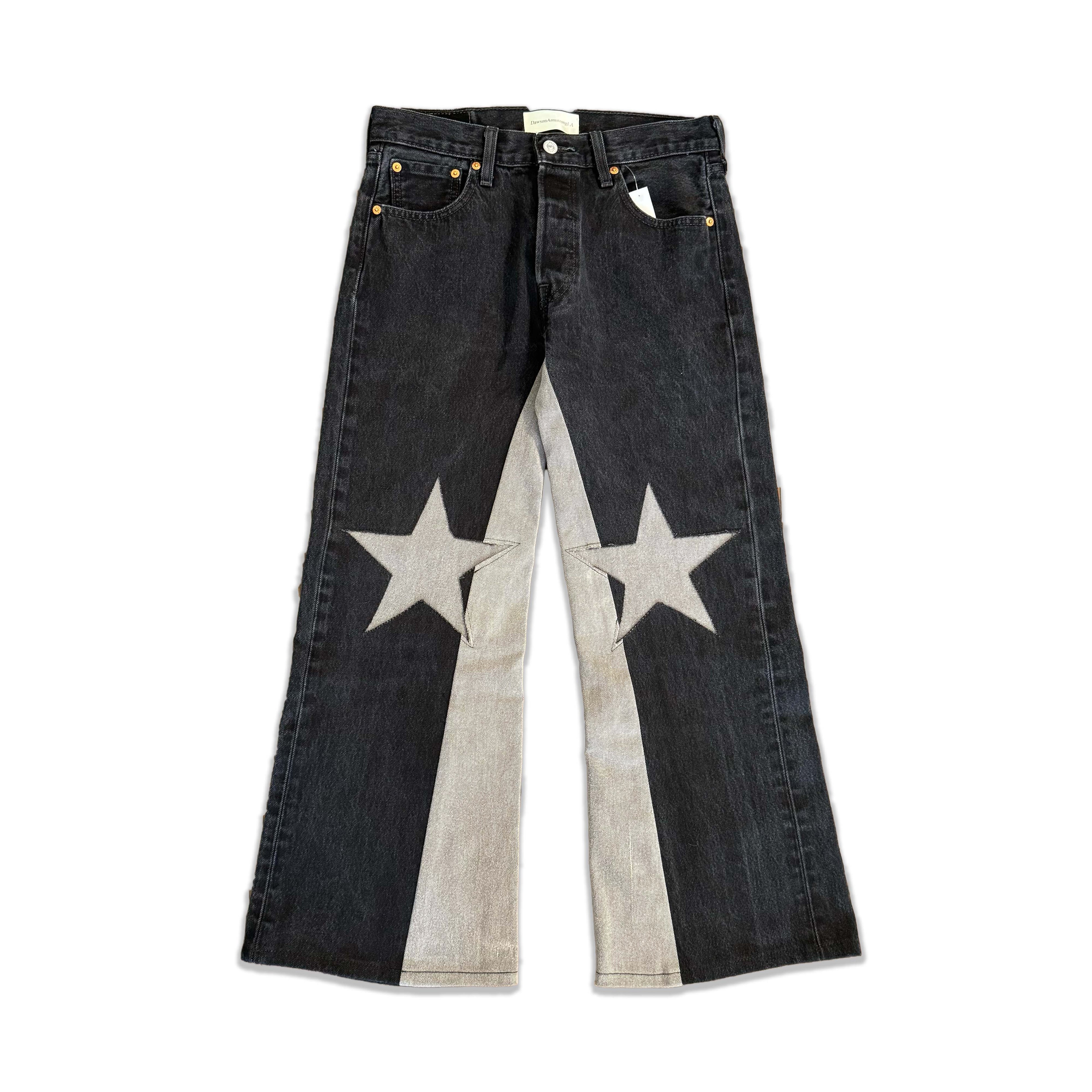 Black Denim Star Knee Jeans