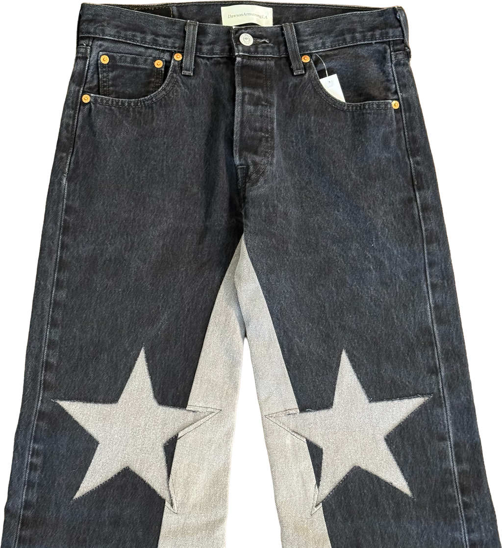 Black Denim Star Knee Jeans