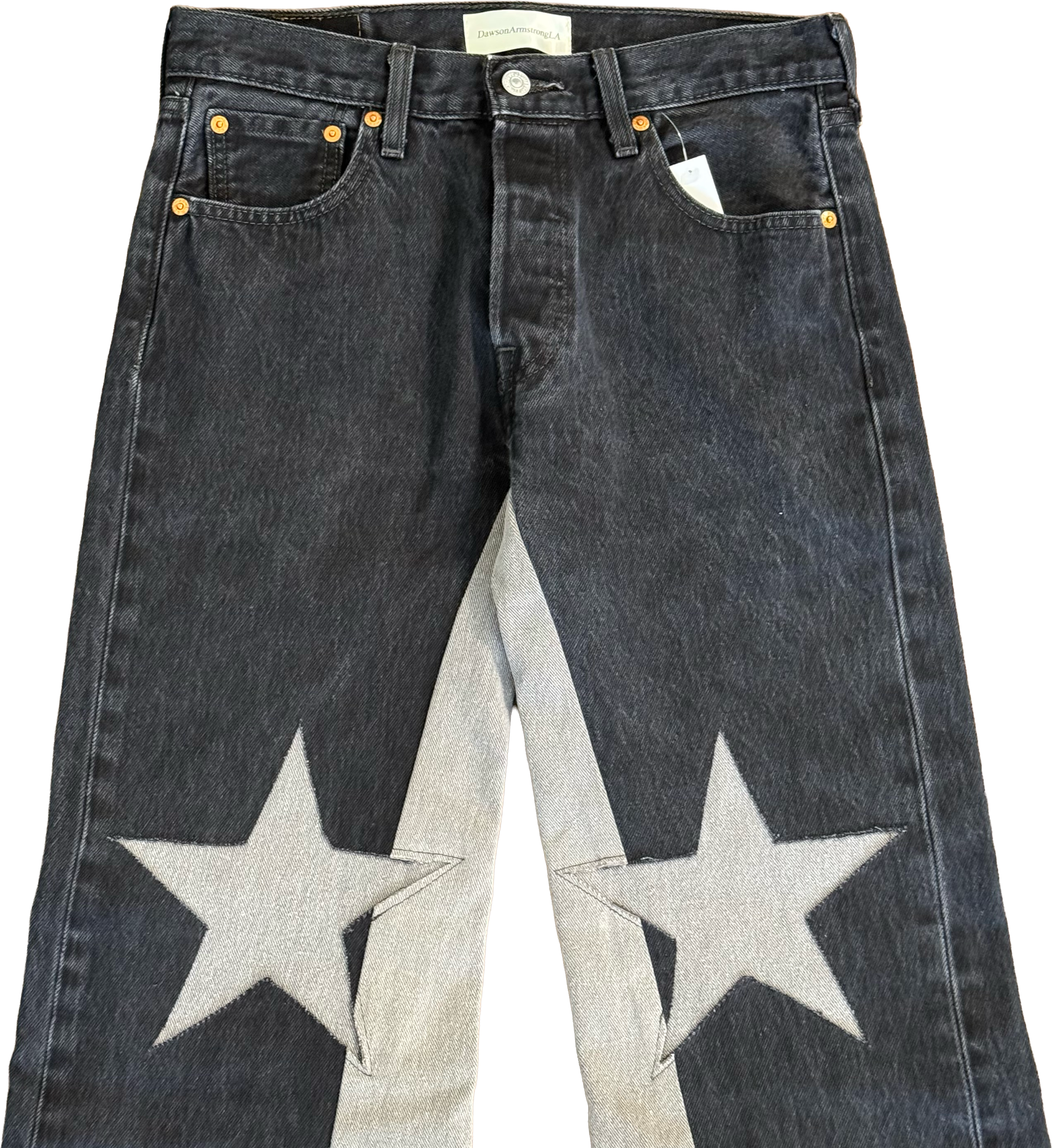 Black Denim Star Knee Jeans