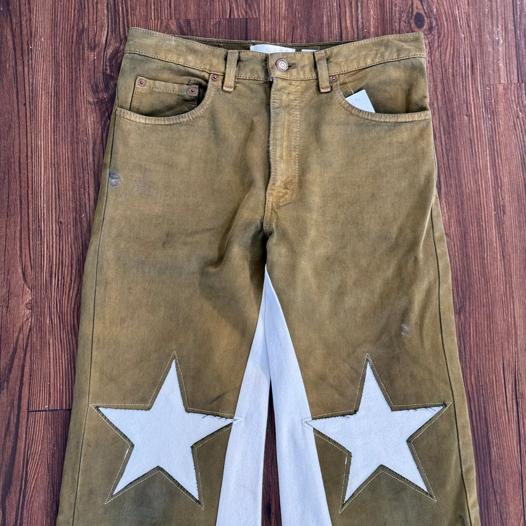 Levi's Green Denim Star Knee Jeans
