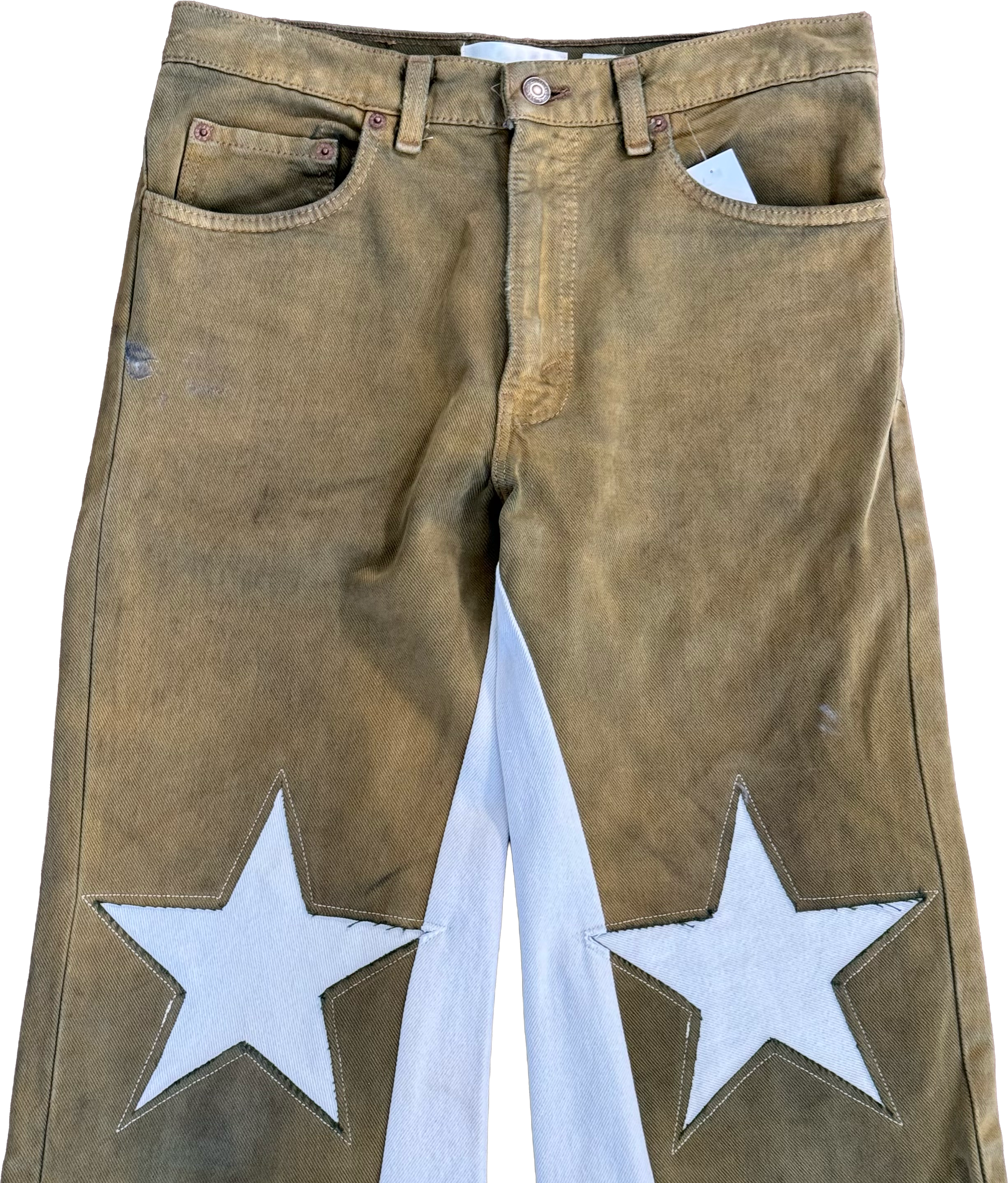 Green Denim Star Knee Jeans