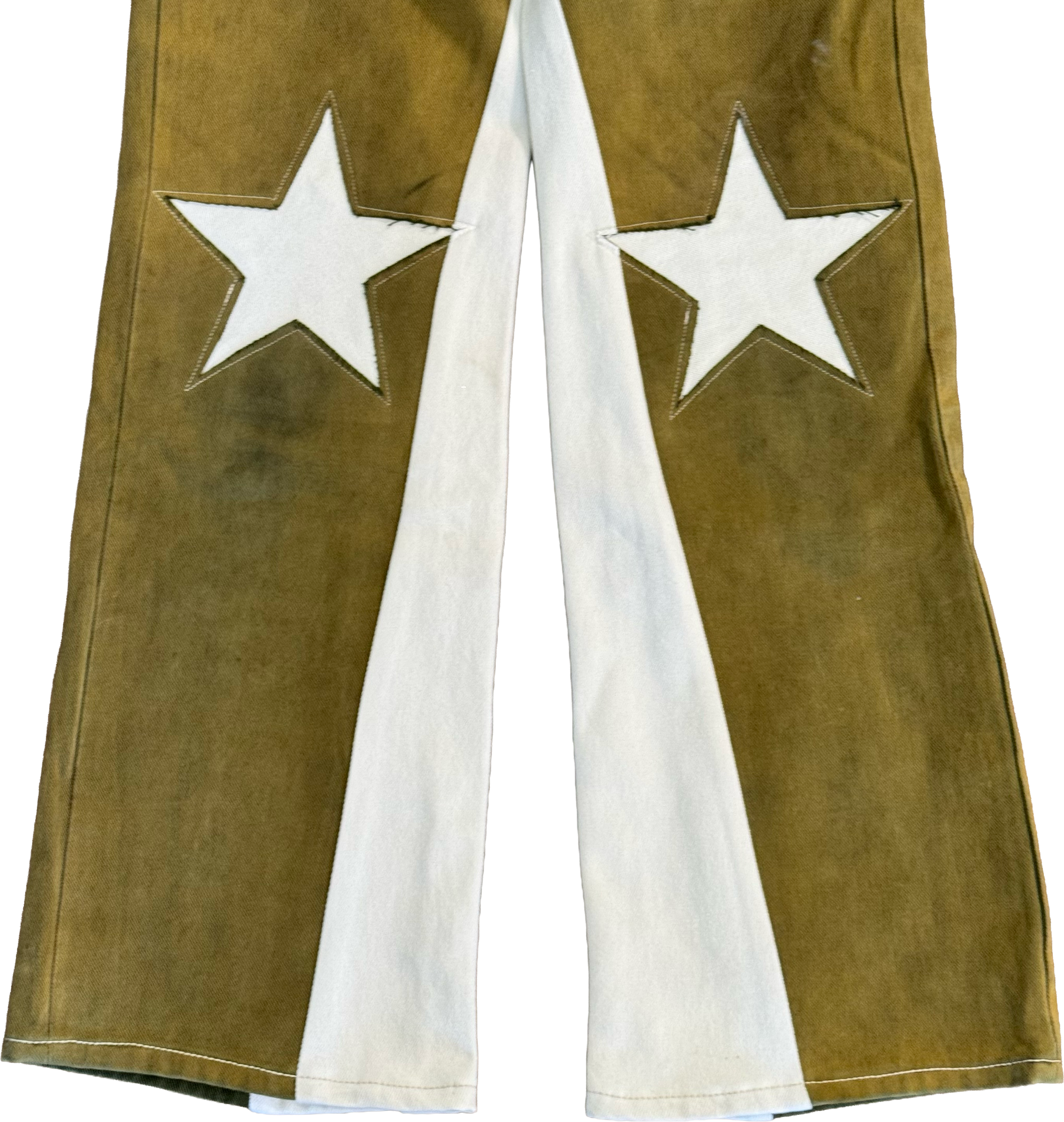 Green Denim Star Knee Jeans