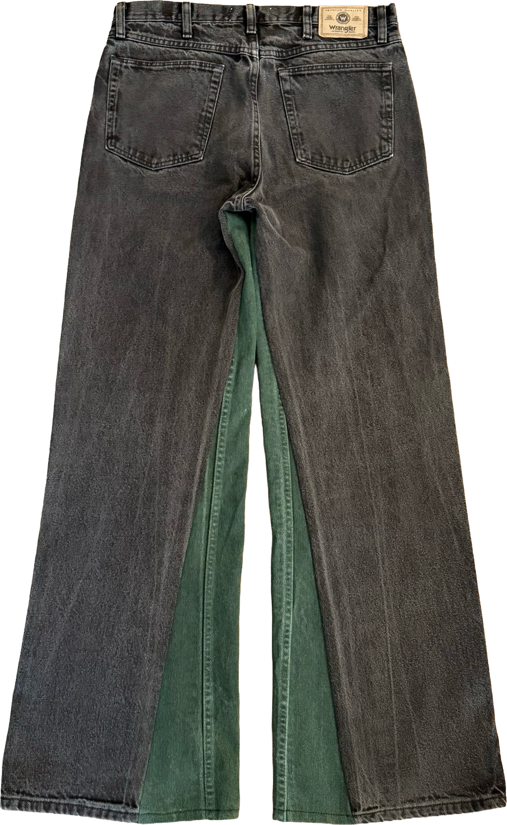 Black Green Denim Star Knee Jeans