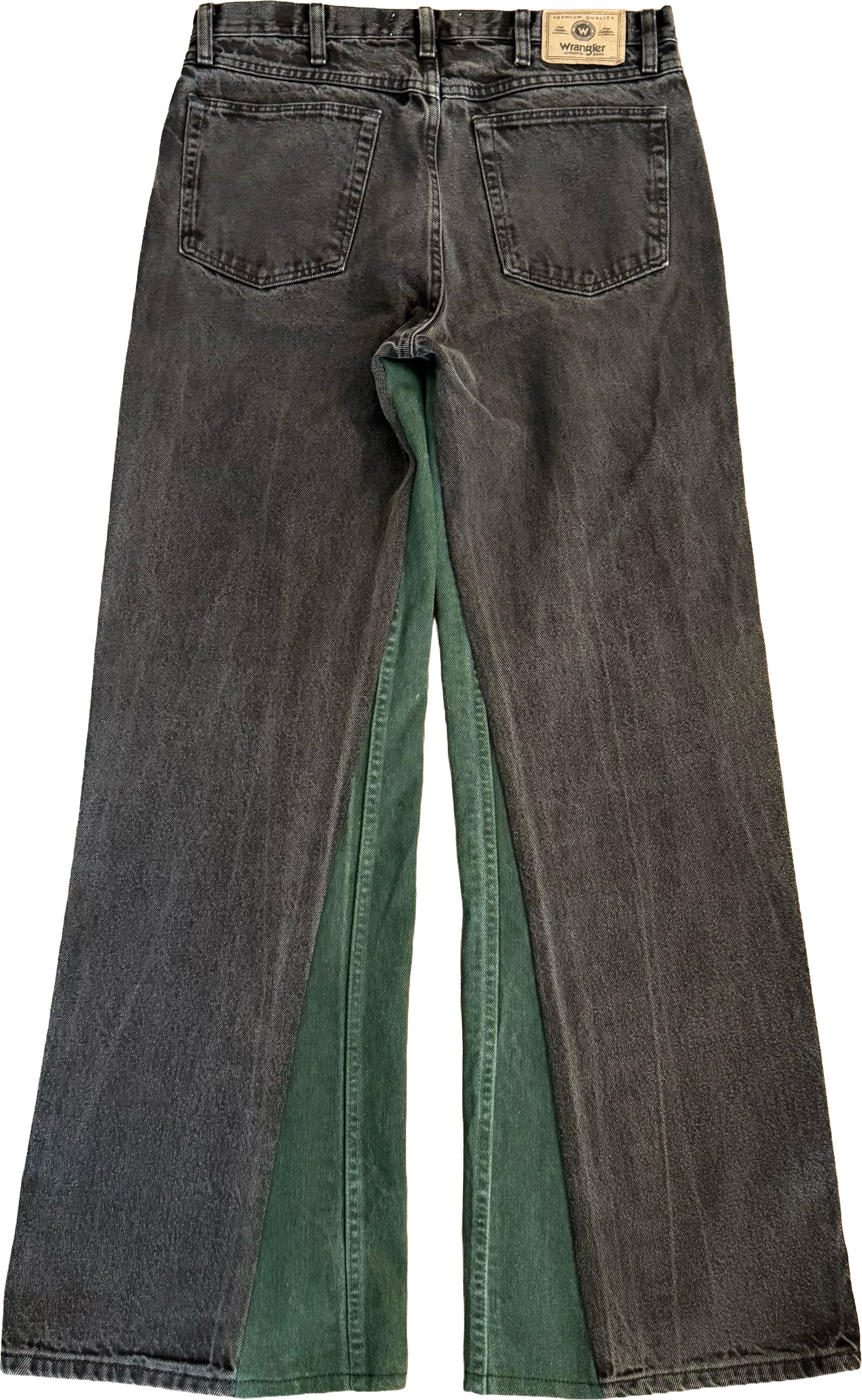 Black Green Denim Star Knee Jeans