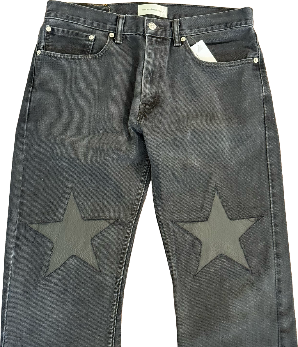 Leather Star Knee Jeans