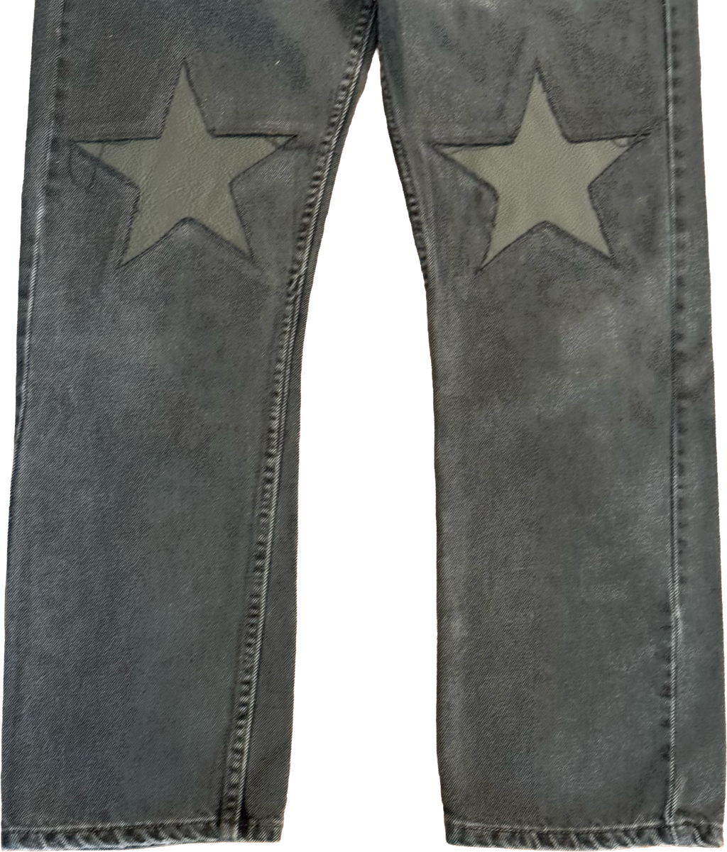 Leather Star Knee Jeans