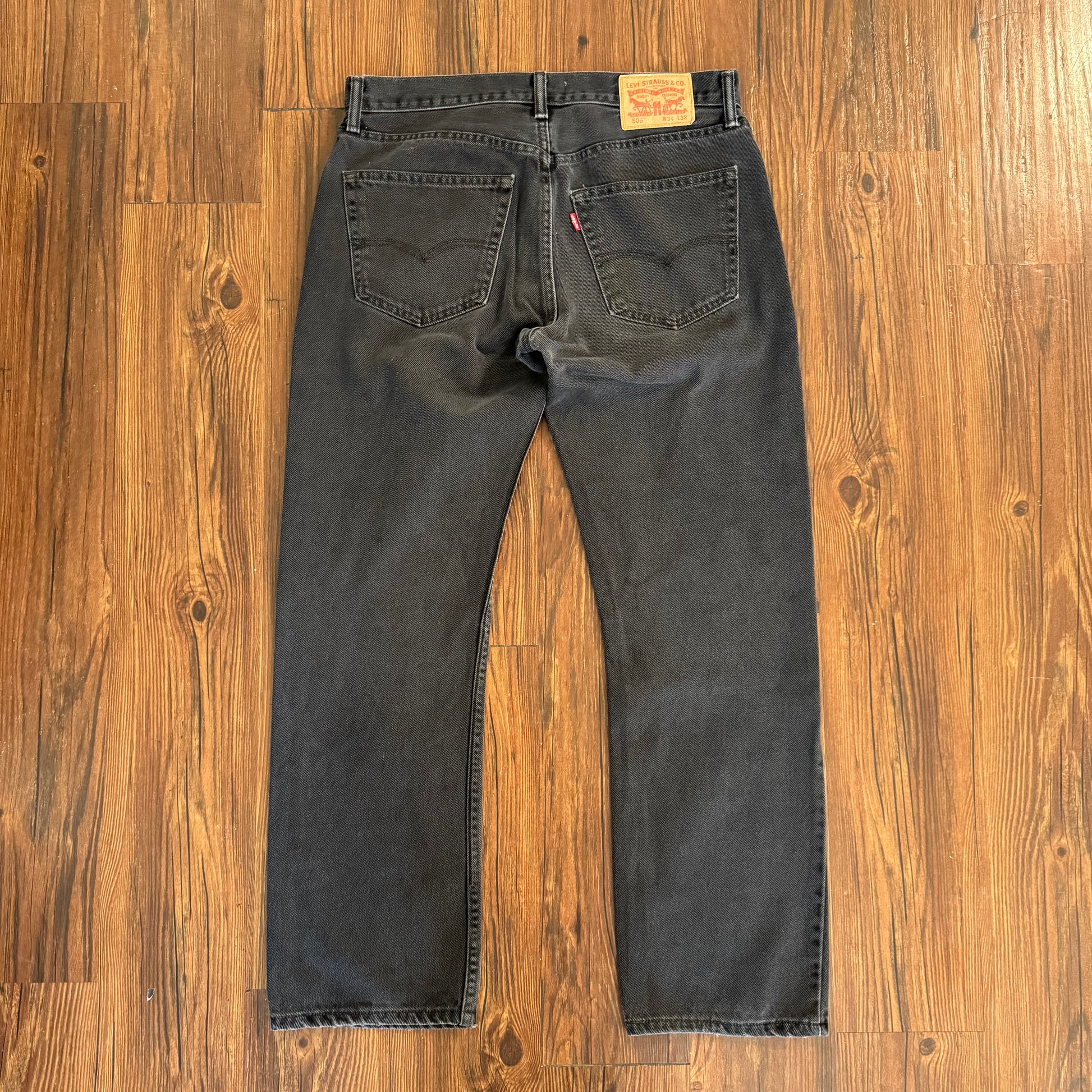 Vintage Black Leather Star Knee Jeans