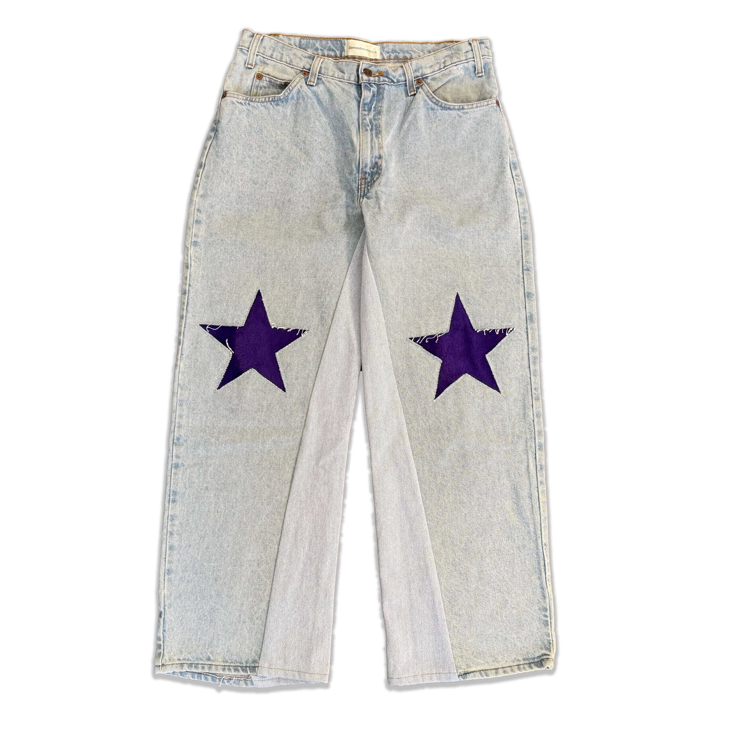 Denim Purple Star Knee Jeans