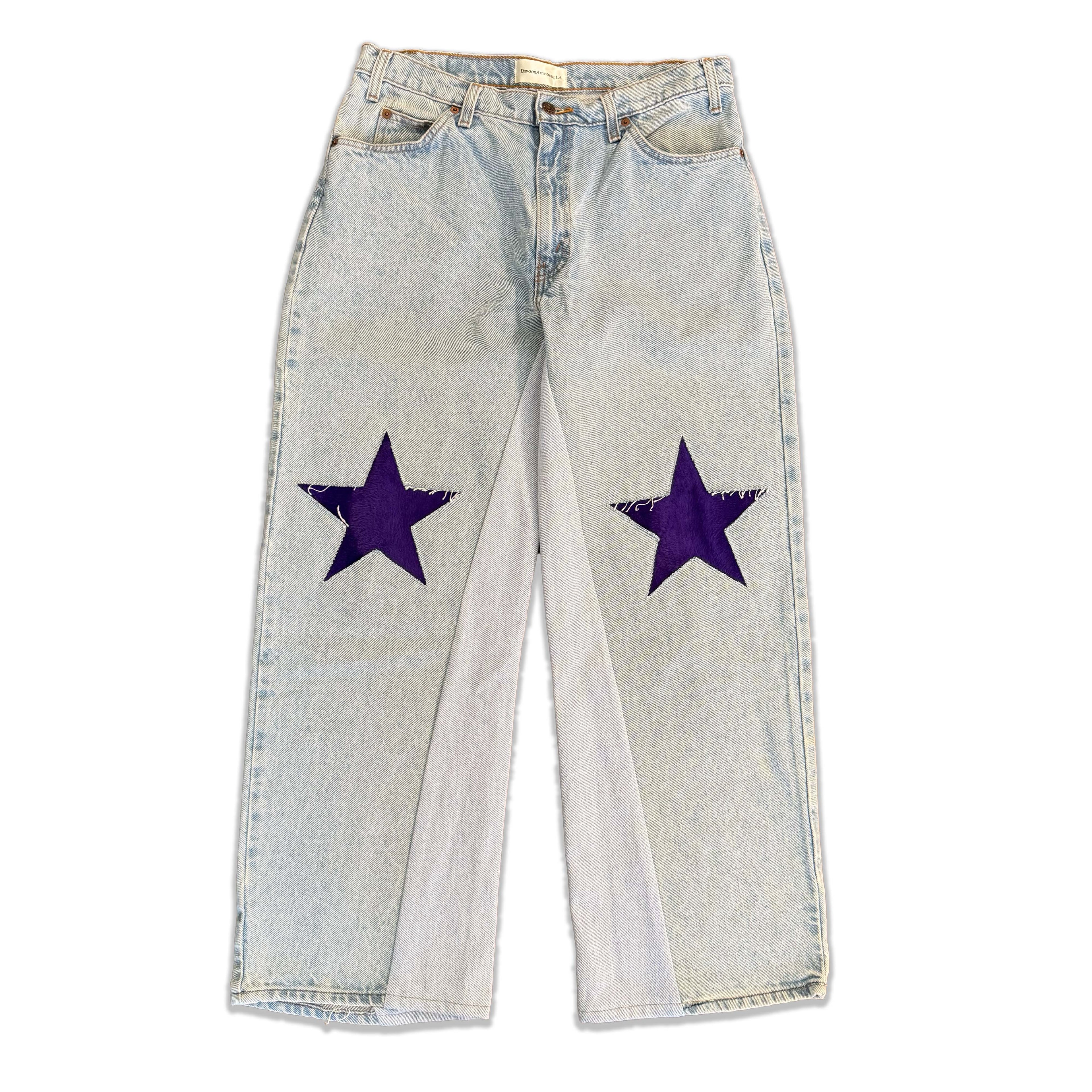 Denim Purple Star Knee Jeans