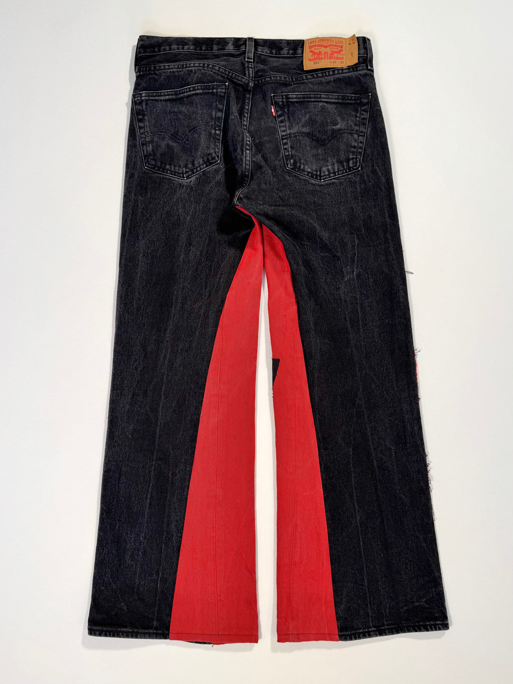 Black Red Patchwork Double Knee Jeans (34x32)