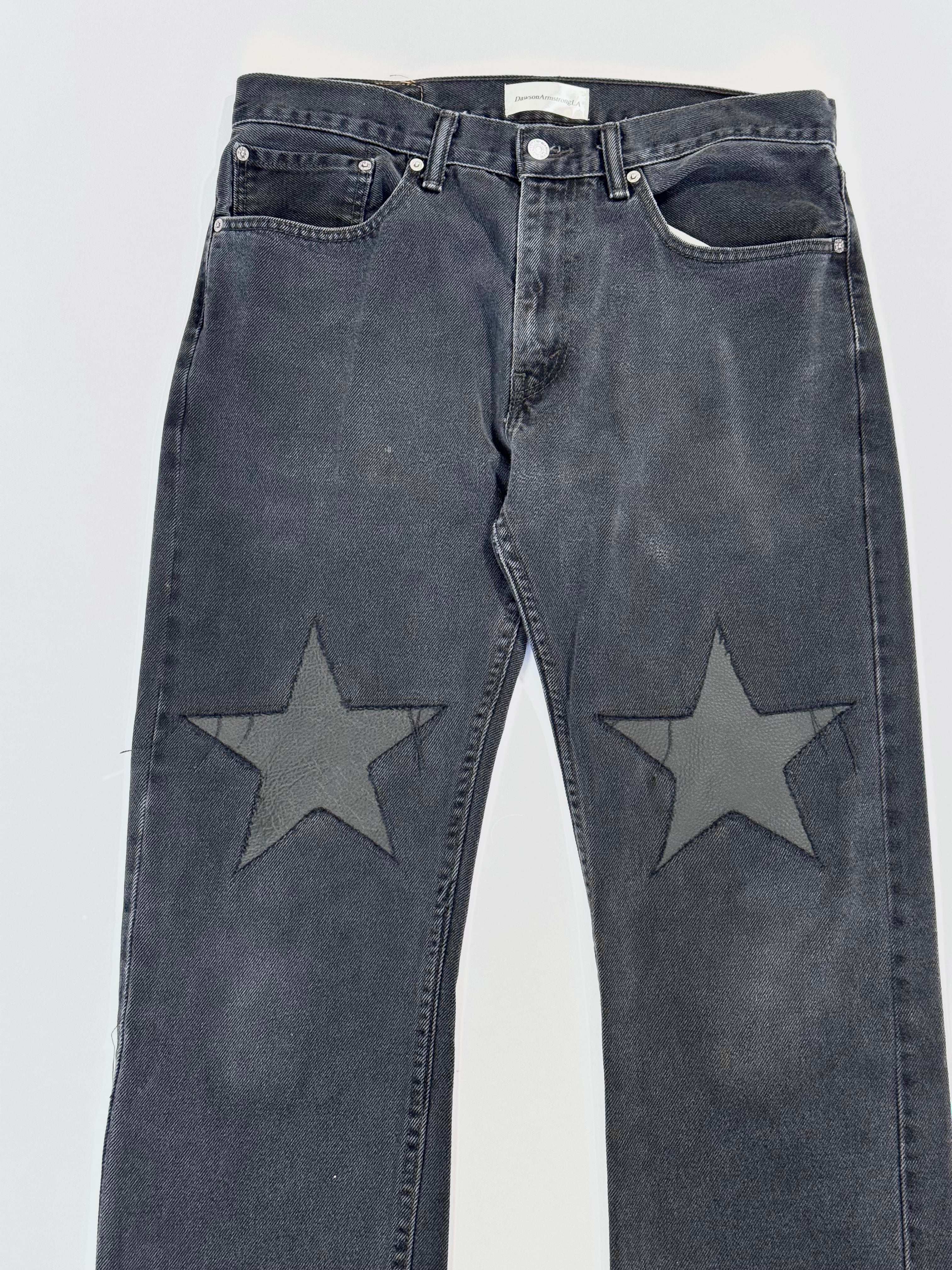 Leather Star Knee Jeans (34x31)