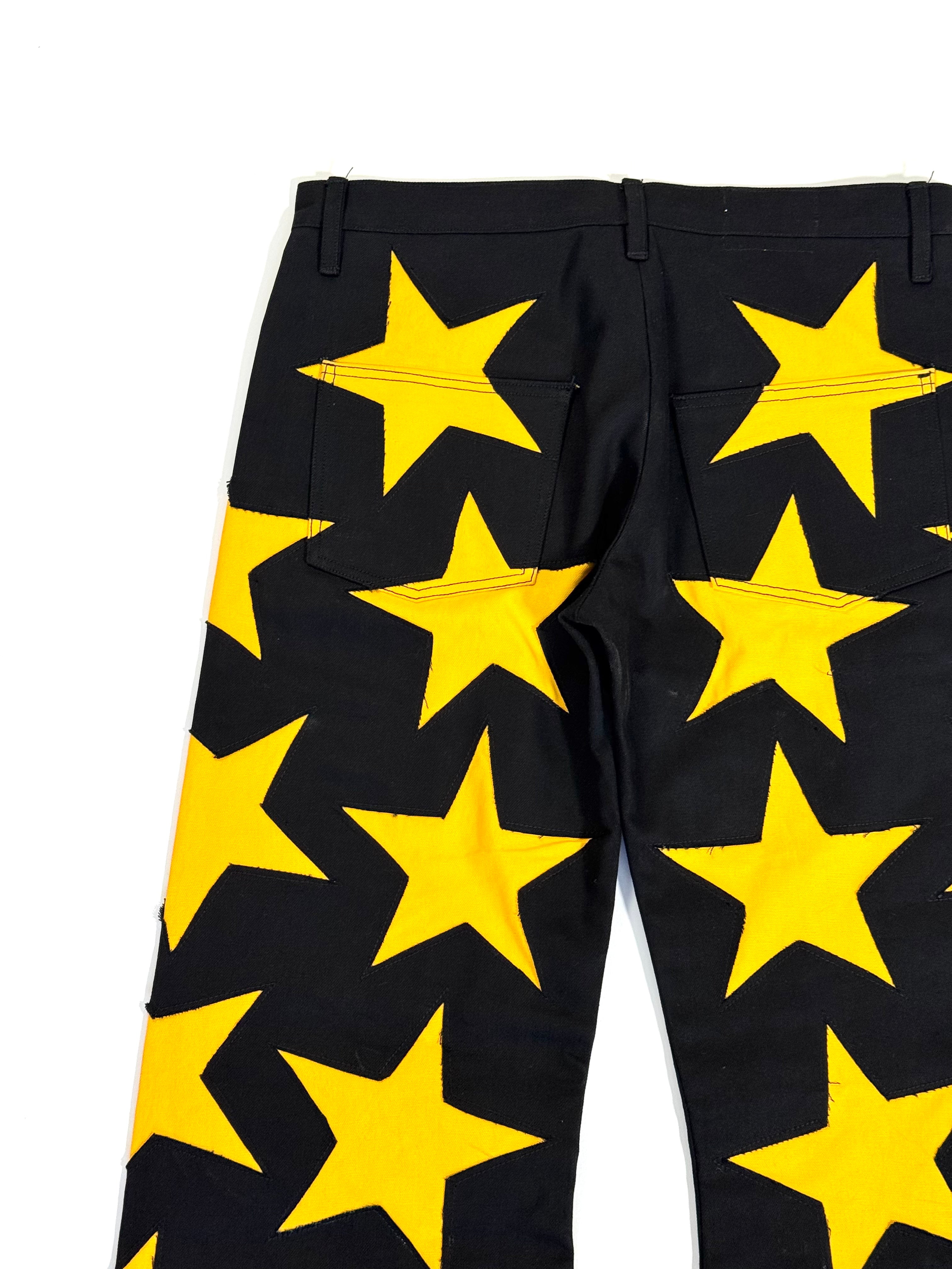 Black & Yellow All Over Star Jeans (Size 34)