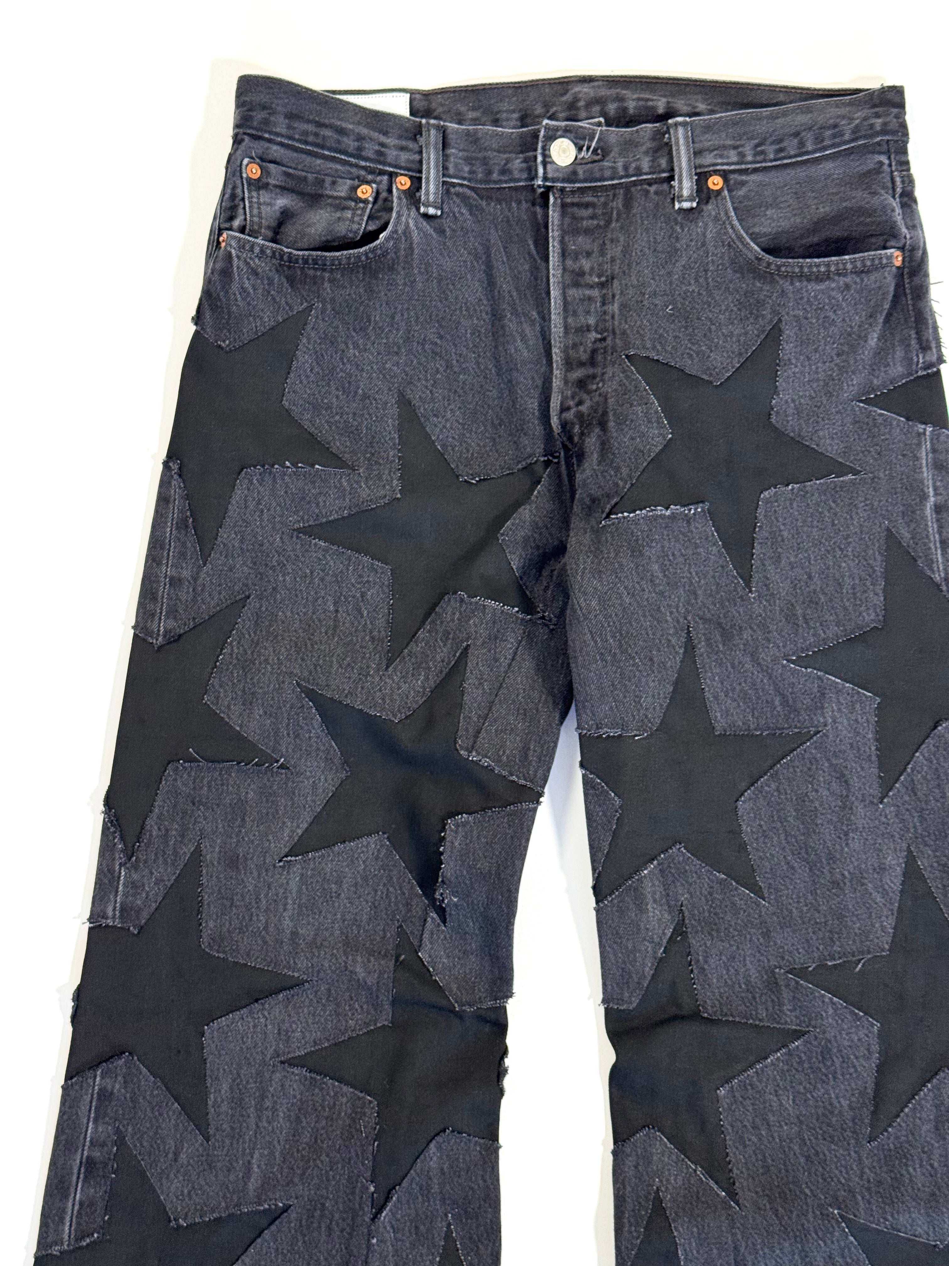 Black on Black All Over Star Jeans (Size 34)