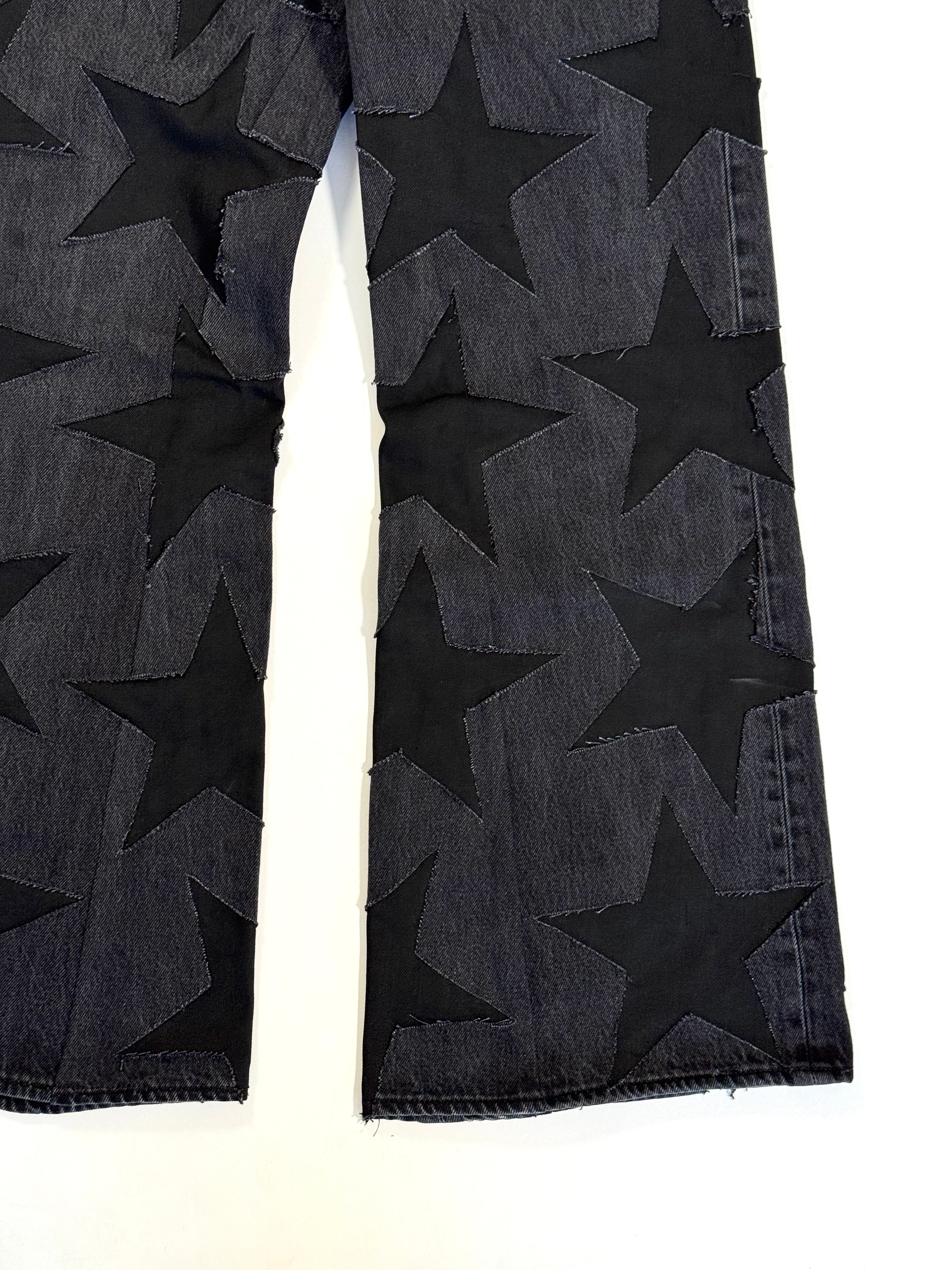 Black on Black All Over Star Jeans (Size 34)