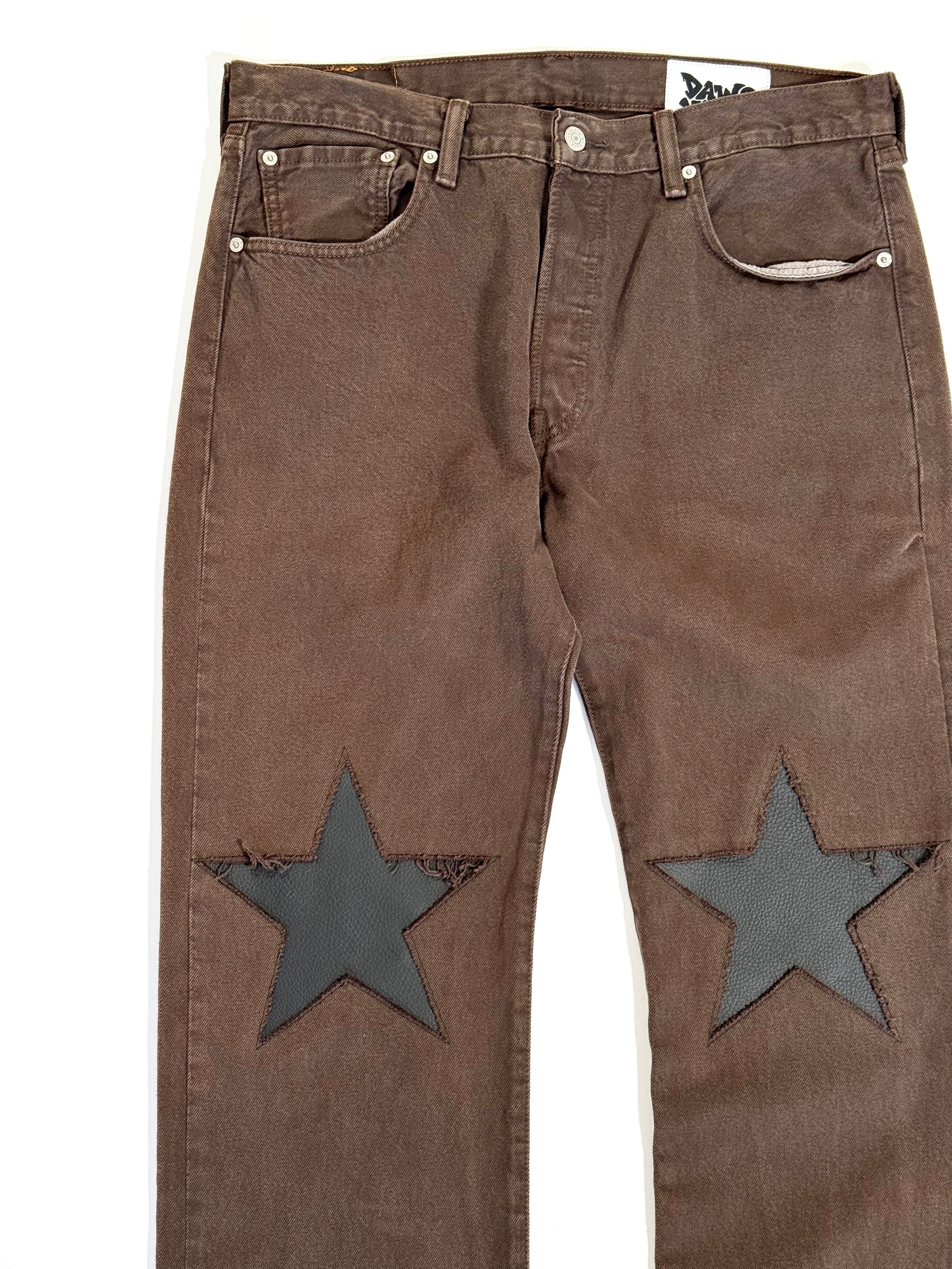 Brown Star Knee Jeans (Size 34)