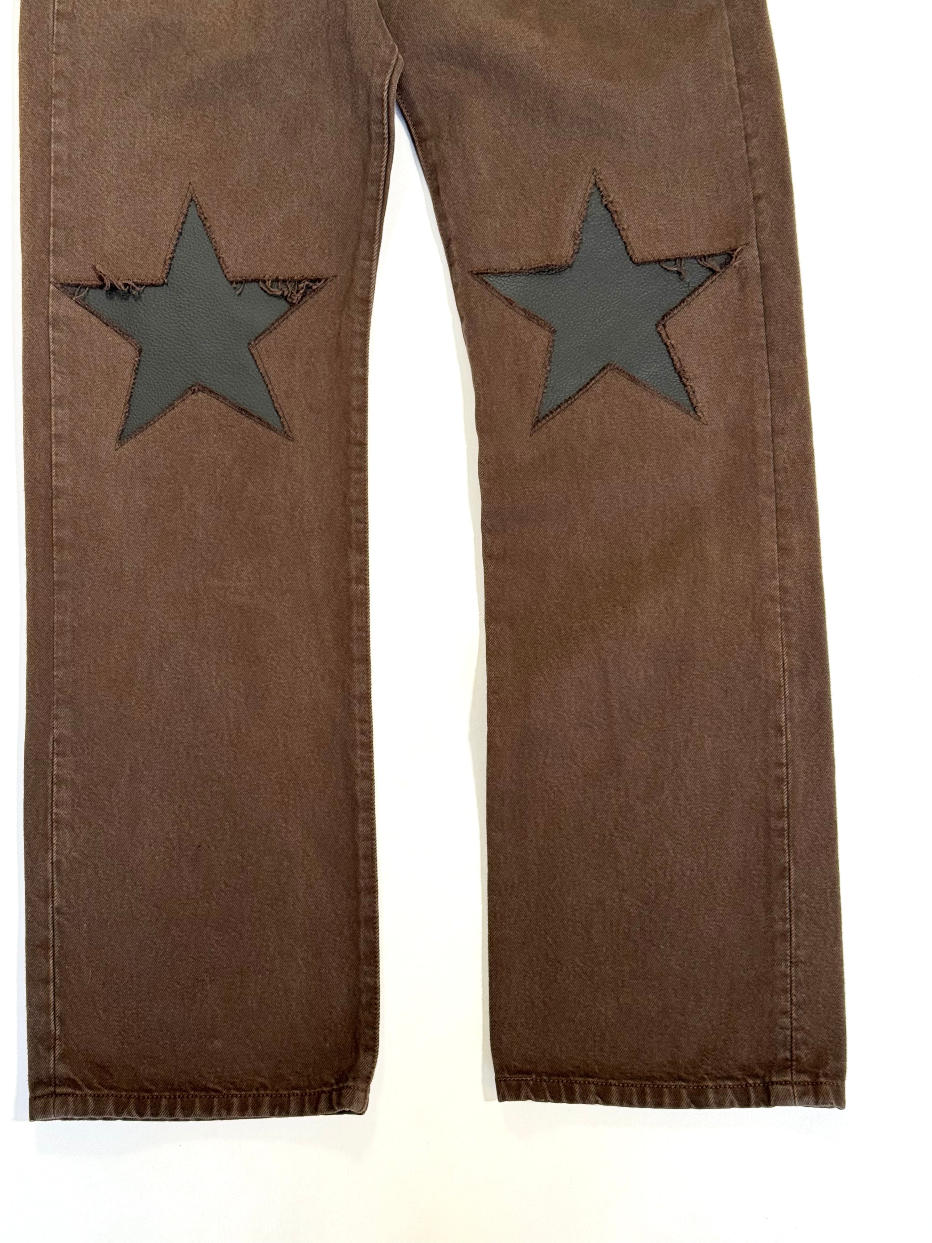 Brown Star Knee Jeans (Size 34)