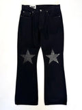 Black Flare Star Knee Jeans (Size 34)