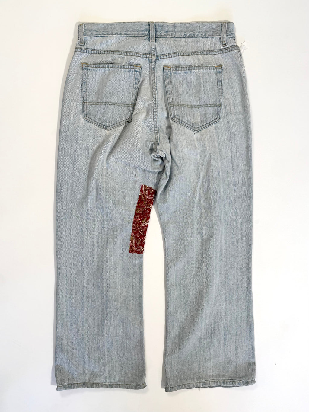 Light Wash Patchwork Jeans (Size 32)