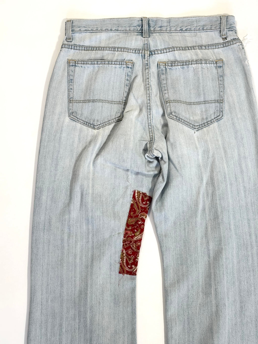 Light Wash Patchwork Jeans (Size 32)