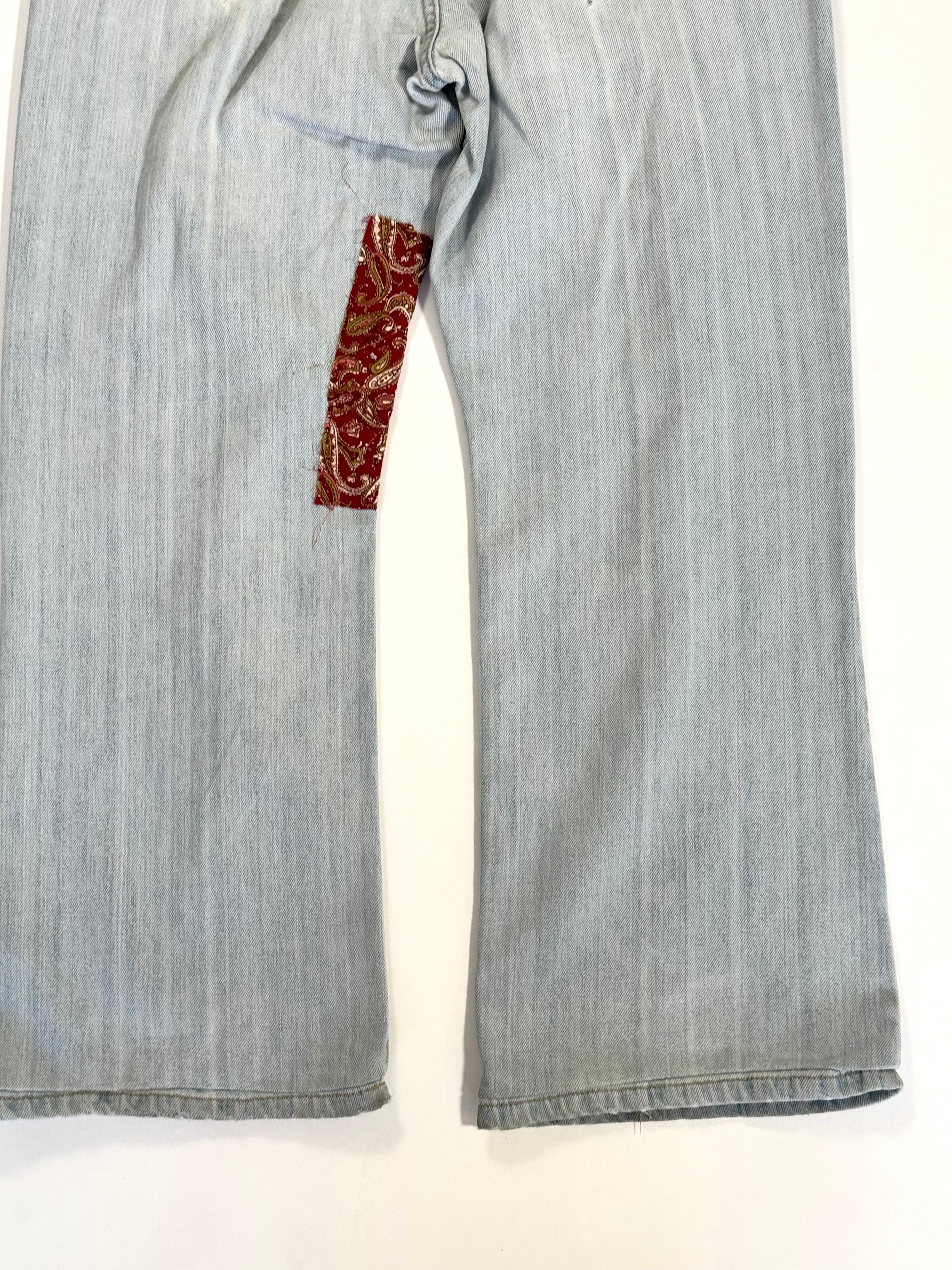 Light Wash Patchwork Jeans (Size 32)