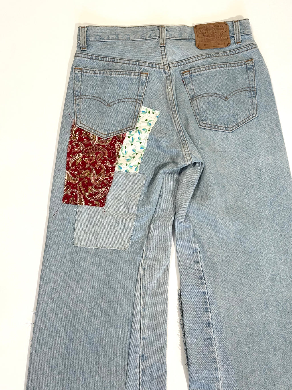 Light Wash Patchwork Jeans (Size 30)