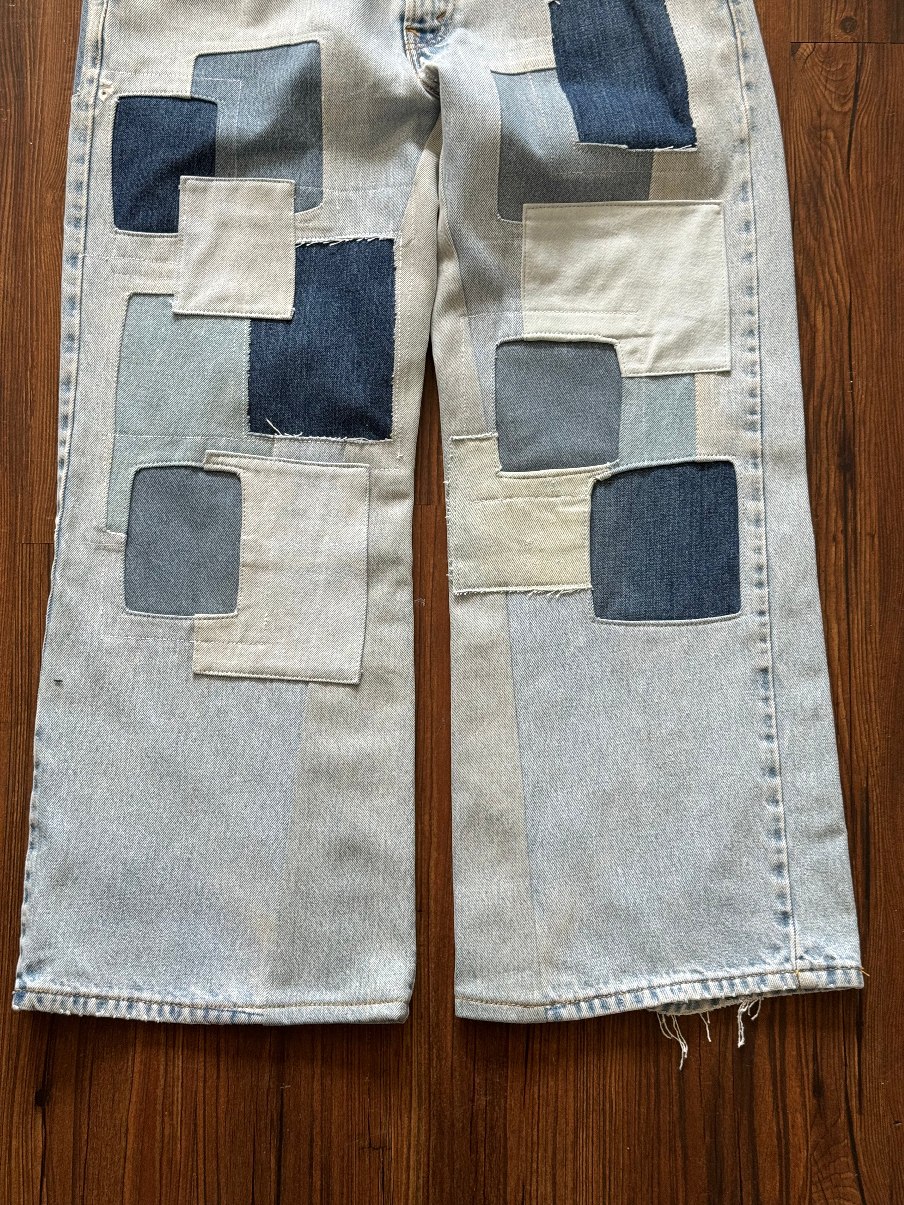 Light Wash Patchwork Jeans (Size 34)