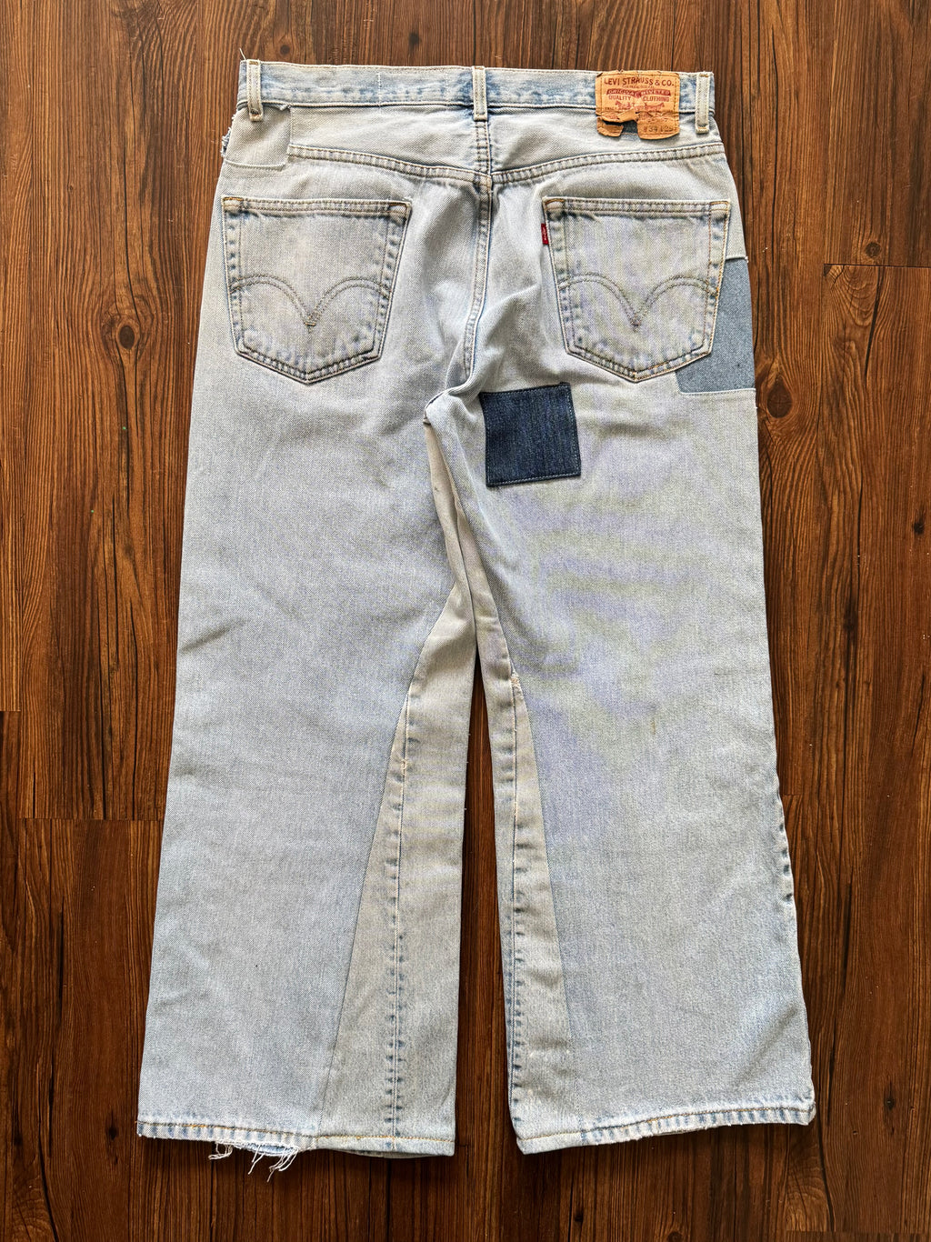 Light Wash Patchwork Jeans (Size 34)