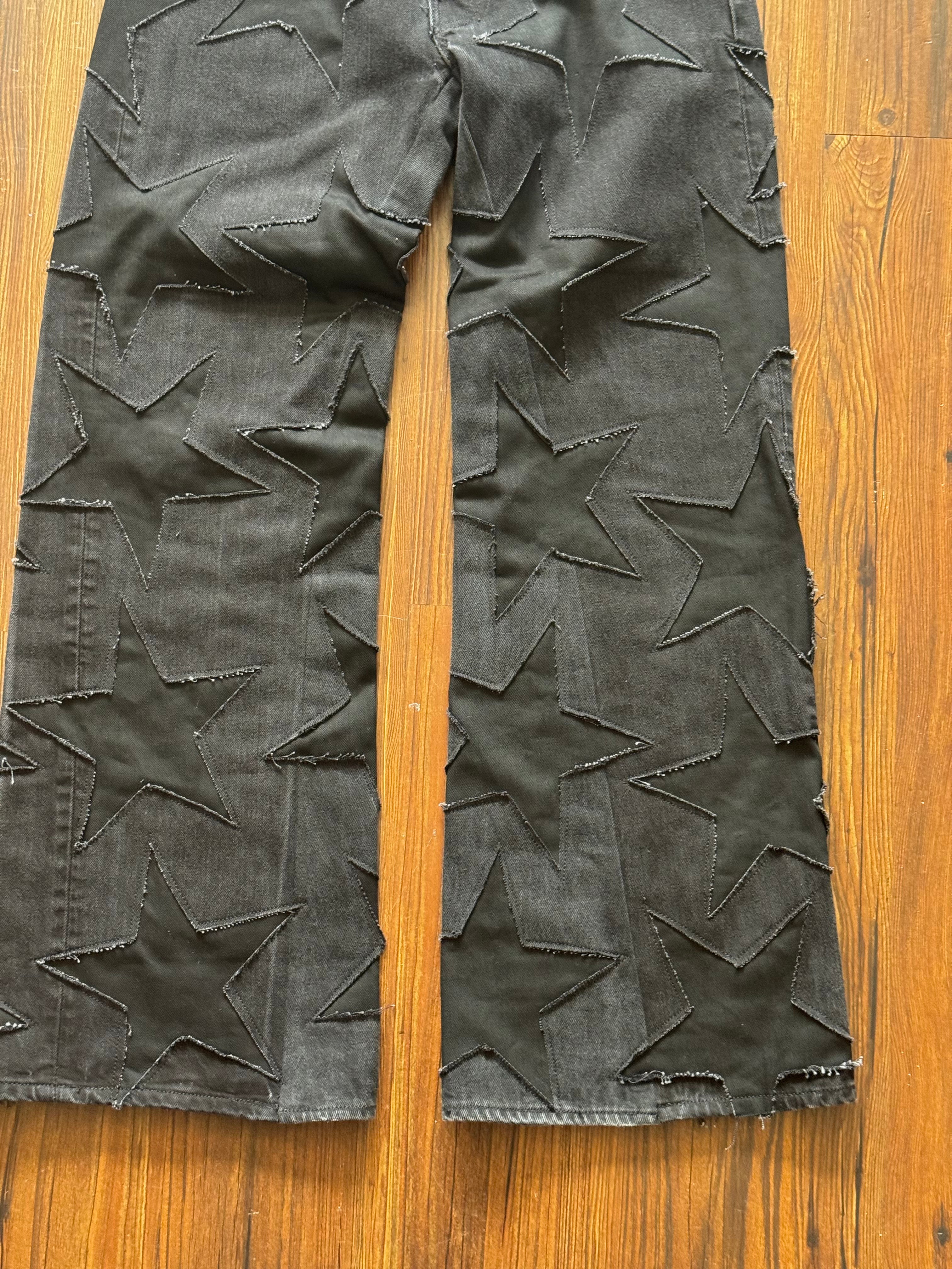 Black on Black All Over Star Jeans (Size 32)