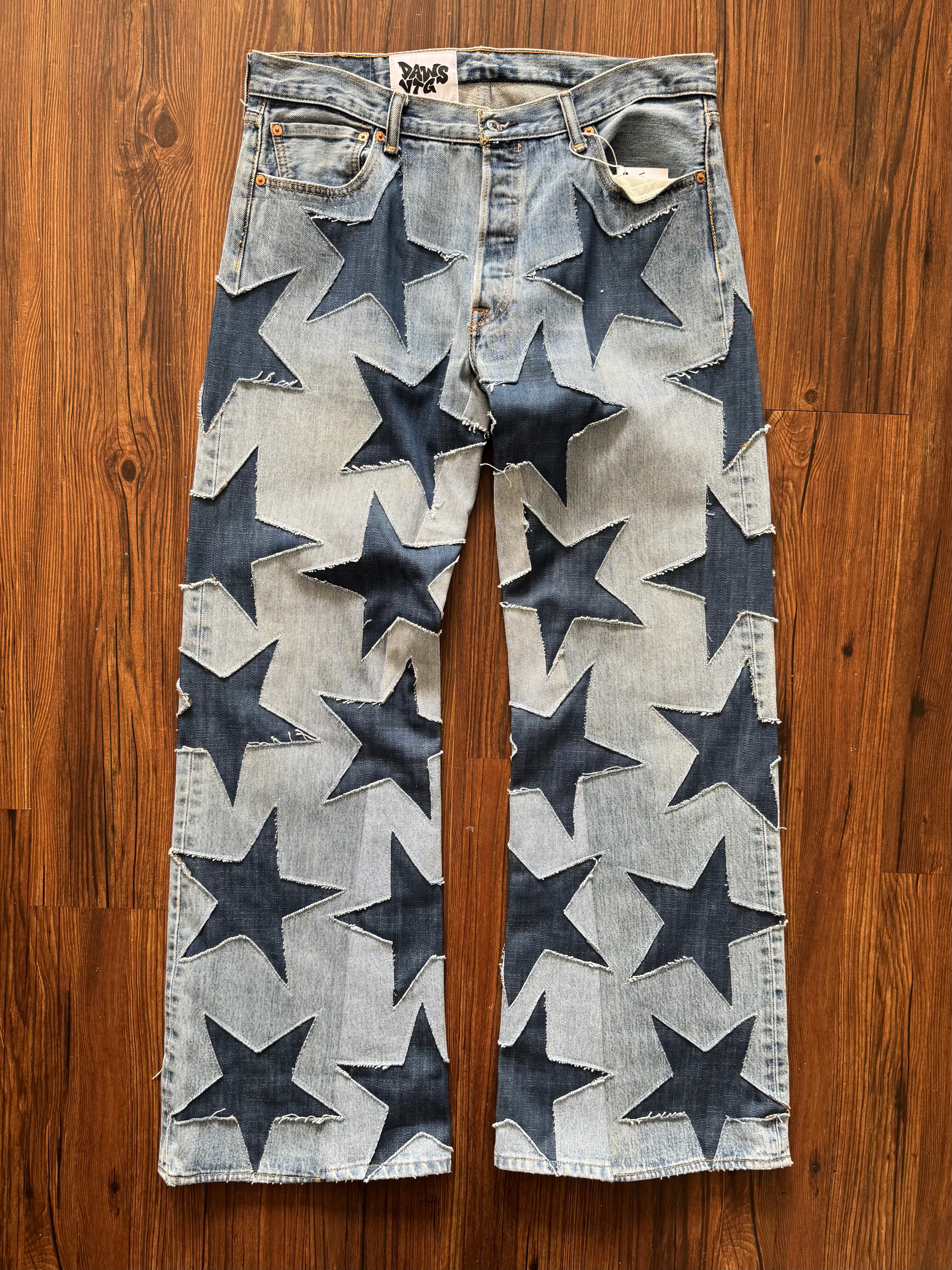 Vintage Washed All Over Star Jeans (Size 36)