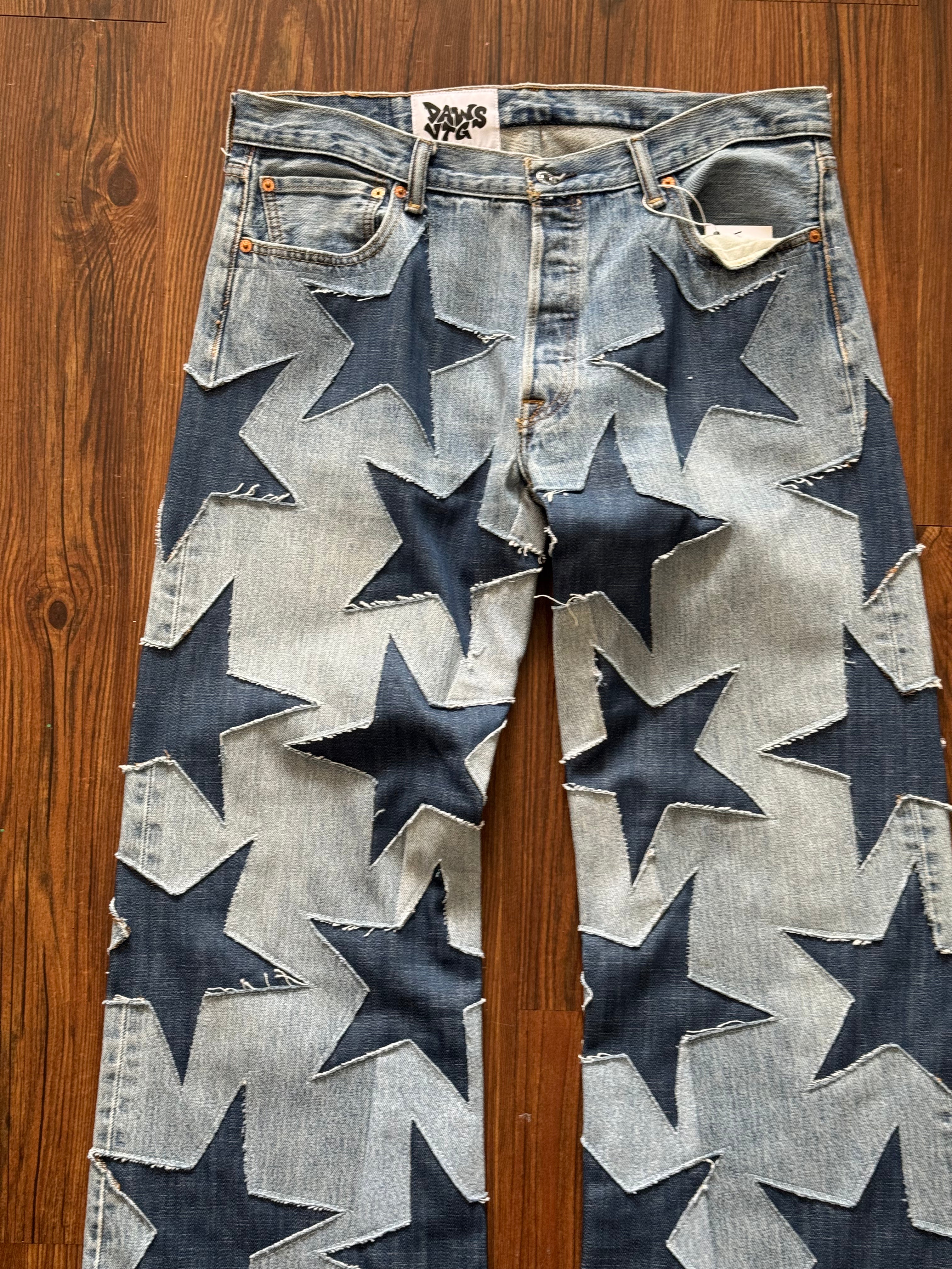 Vintage Washed All Over Star Jeans (Size 36)