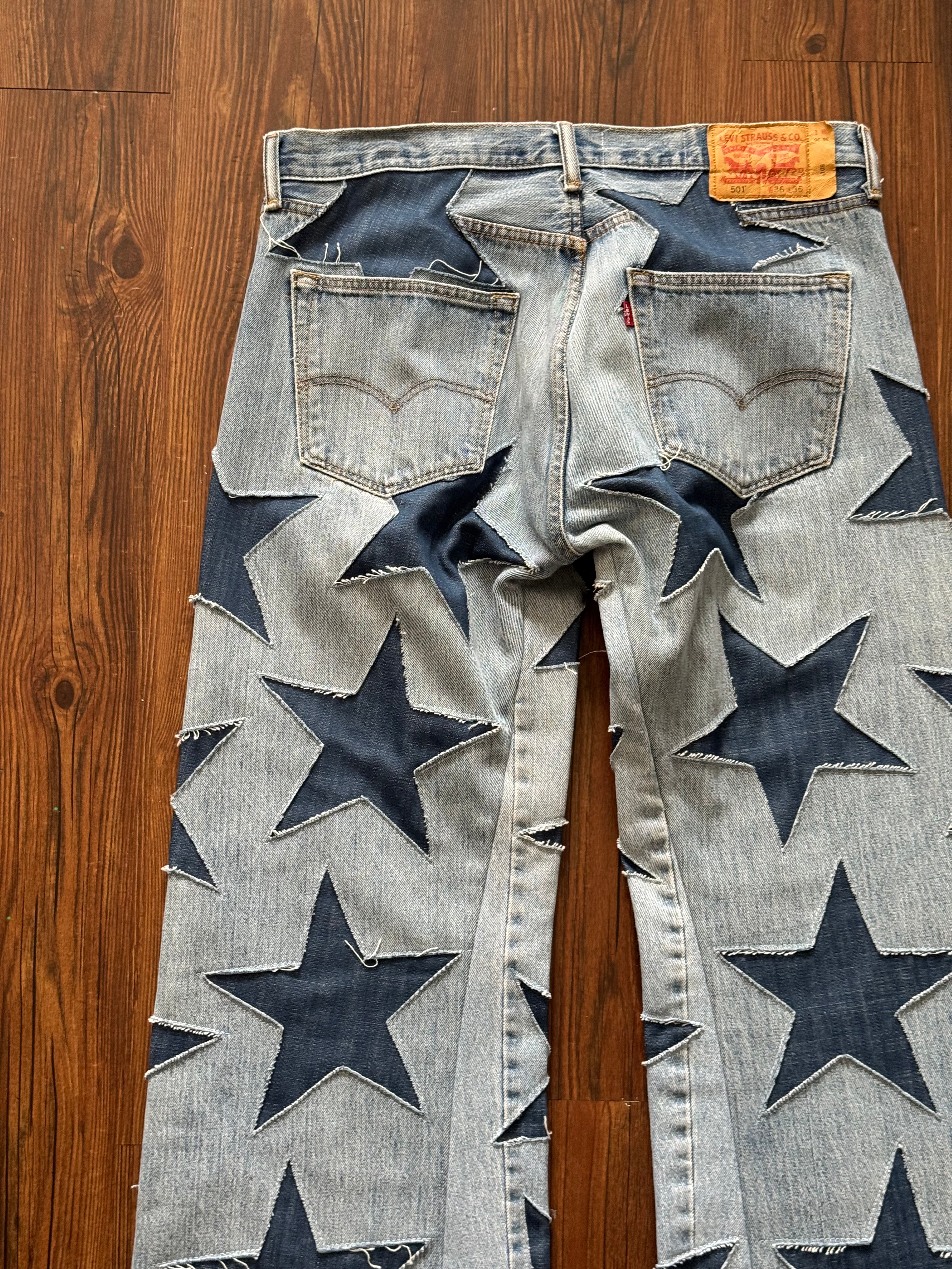 Vintage Washed All Over Star Jeans (Size 36)