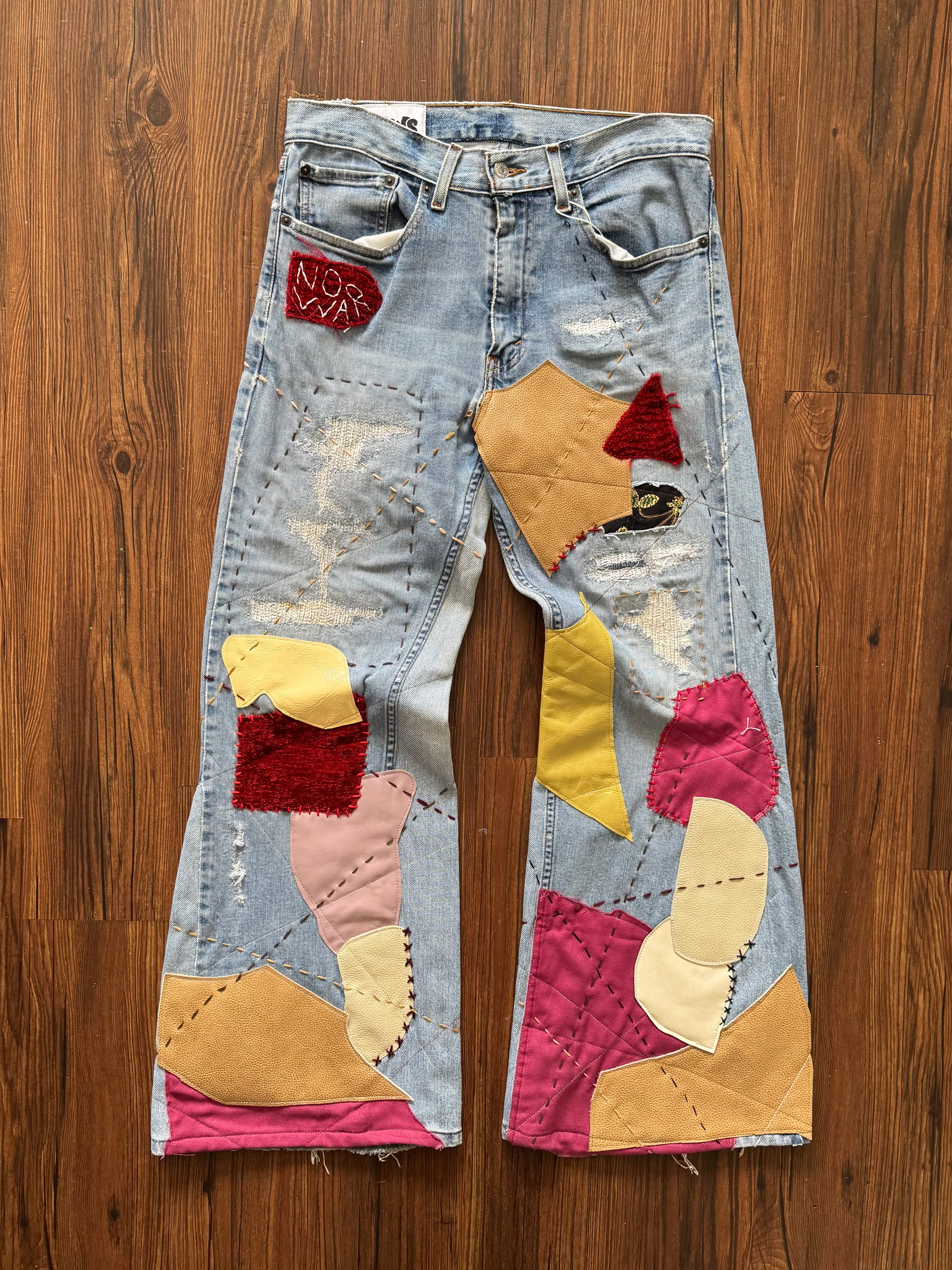 Repaired Patchwork Jeans (Size 33)