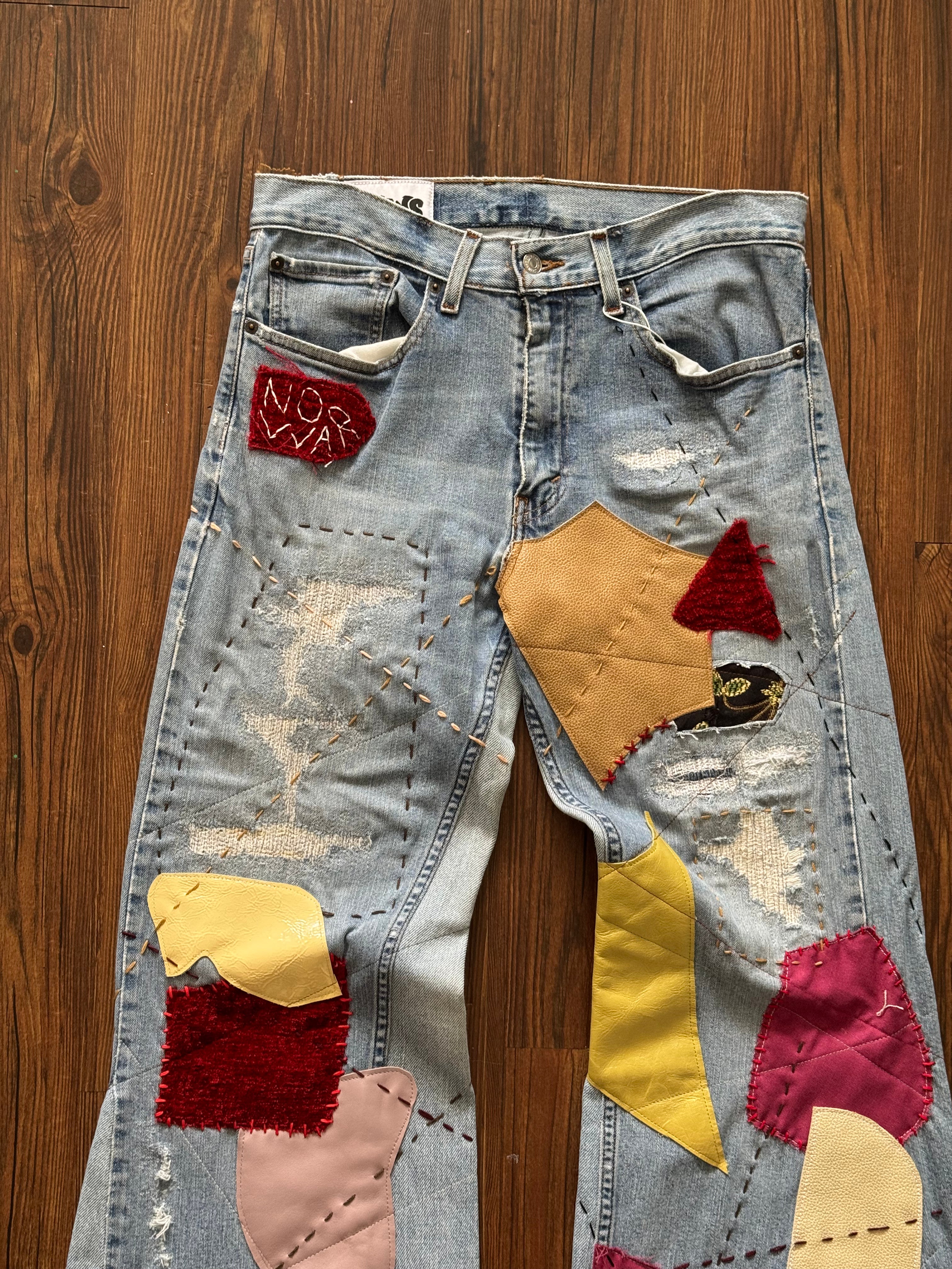 Repaired Patchwork Jeans (Size 33)