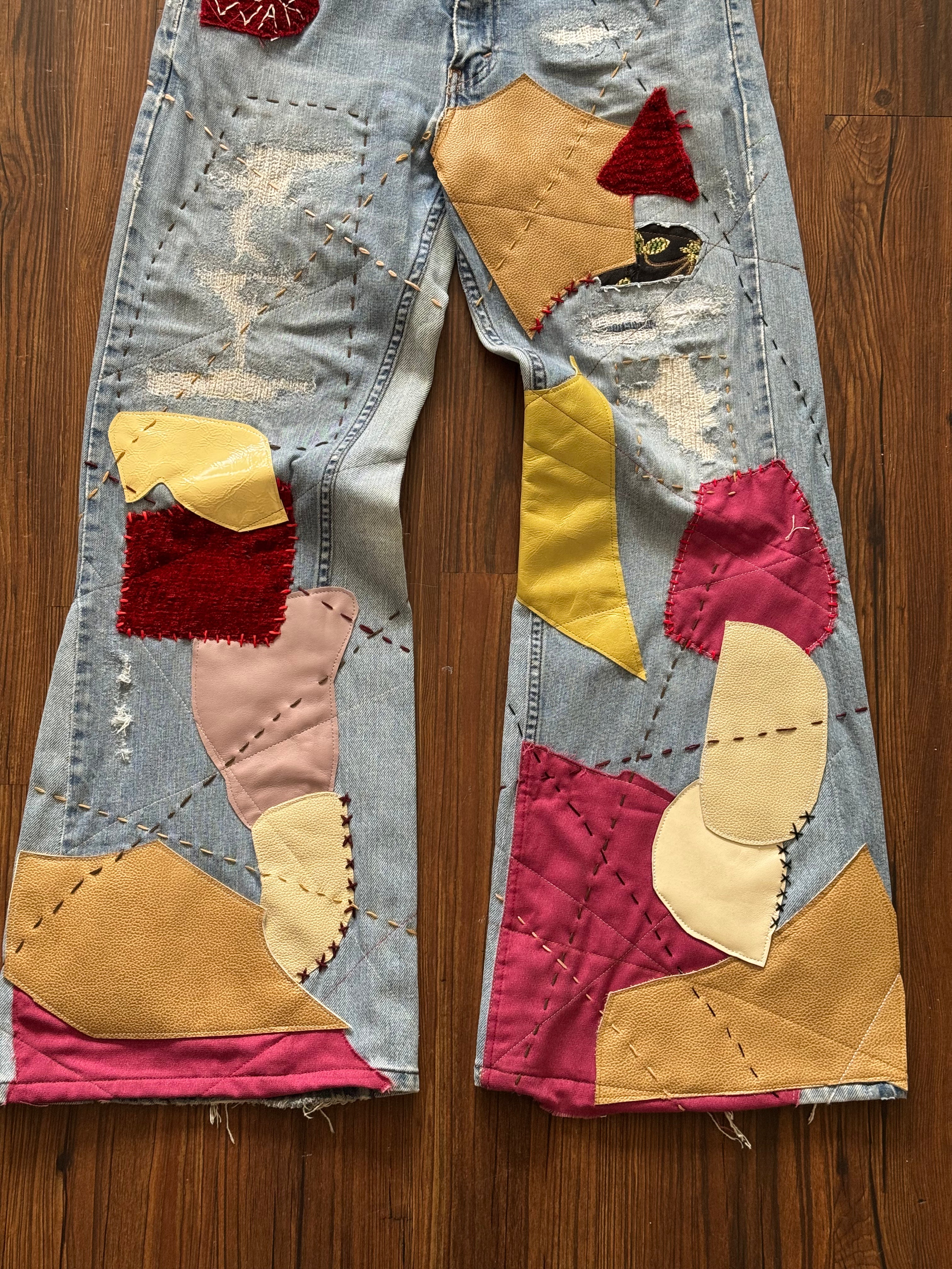 Repaired Patchwork Jeans (Size 33)