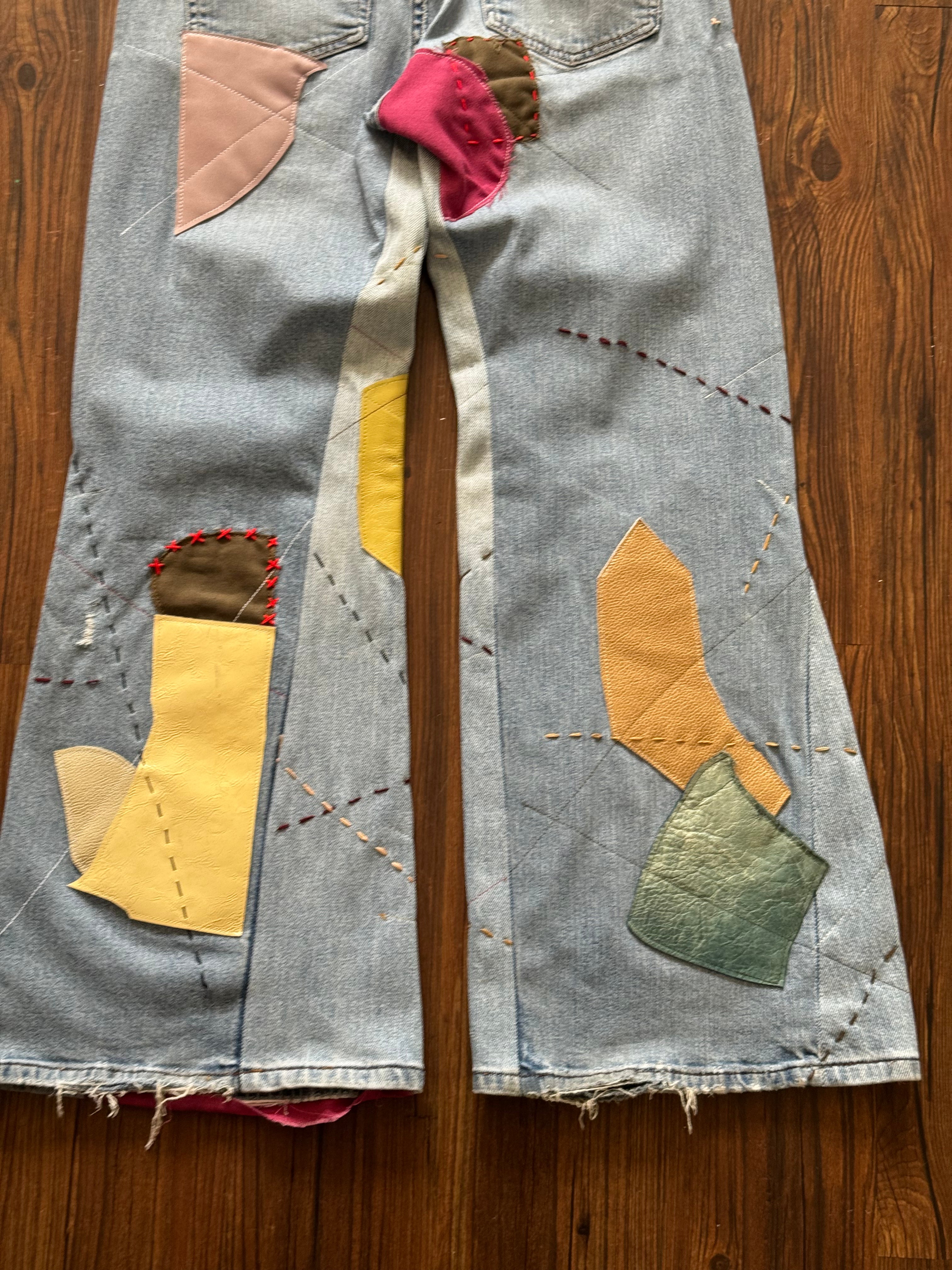 Repaired Patchwork Jeans (Size 33)