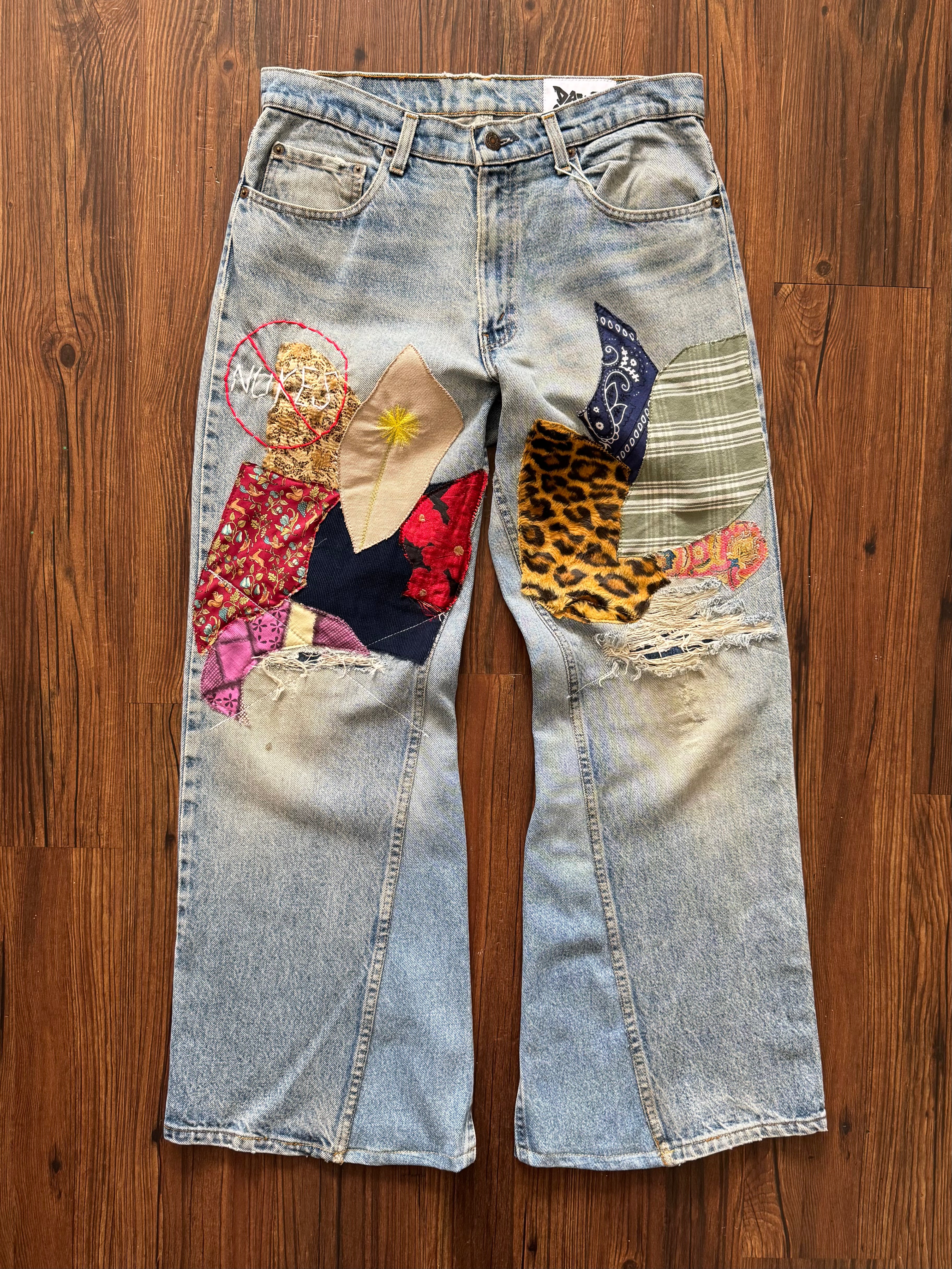 No Nukes Patchwork Jeans (Size 33)