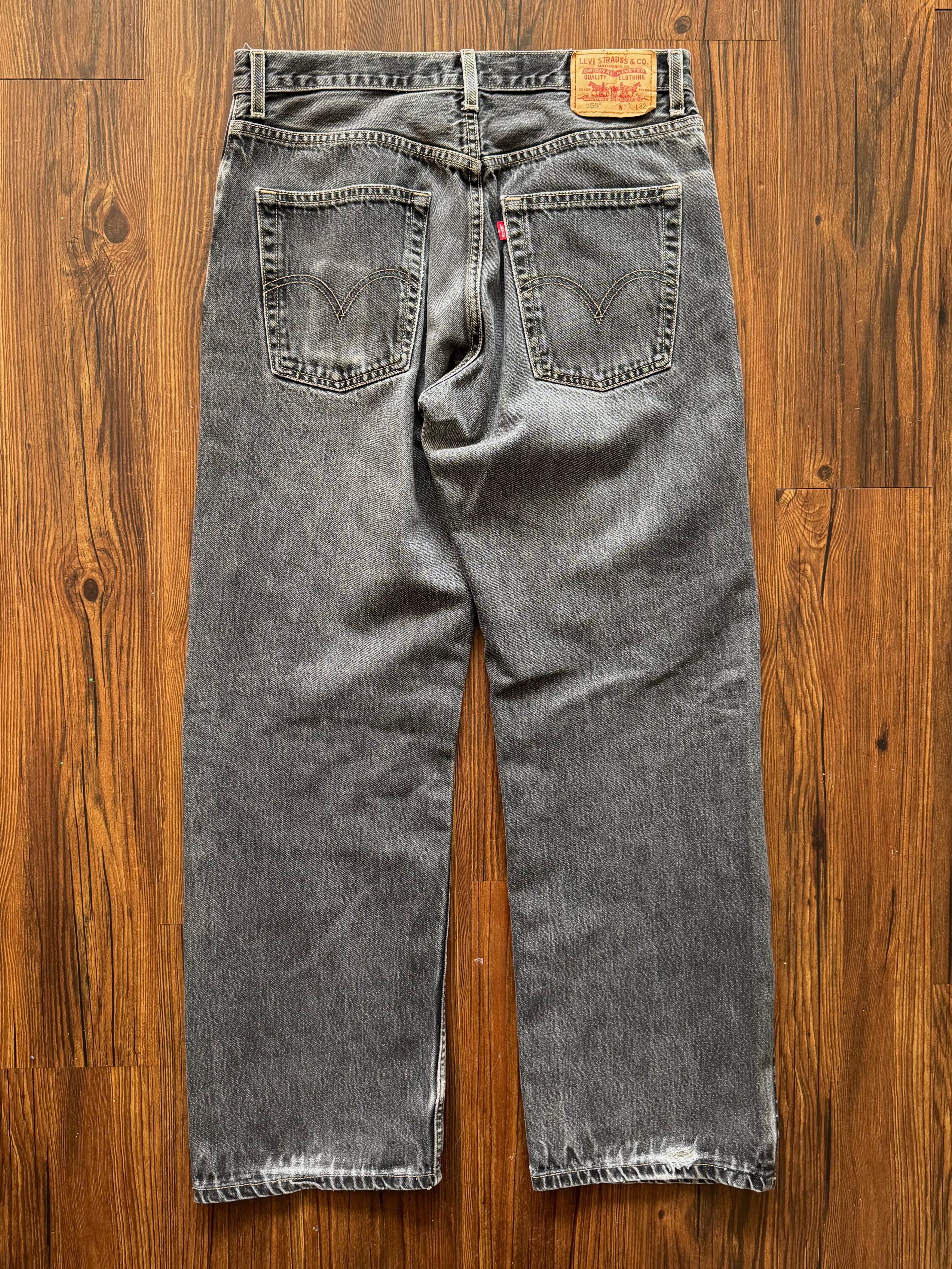 Black Repaired Patchwork Jeans (Size 32)