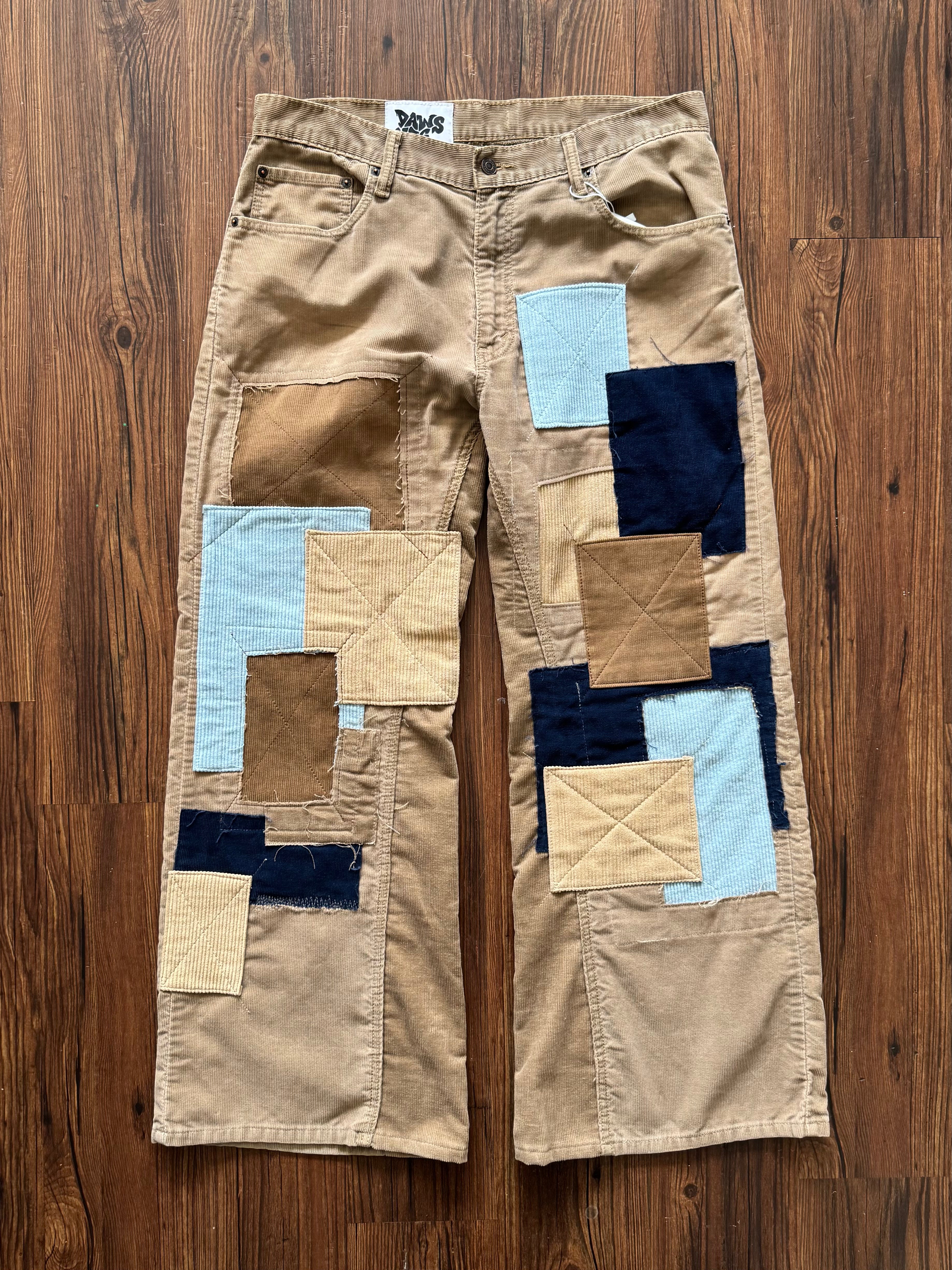 Corduroy Patchwork Jeans (Size 34)