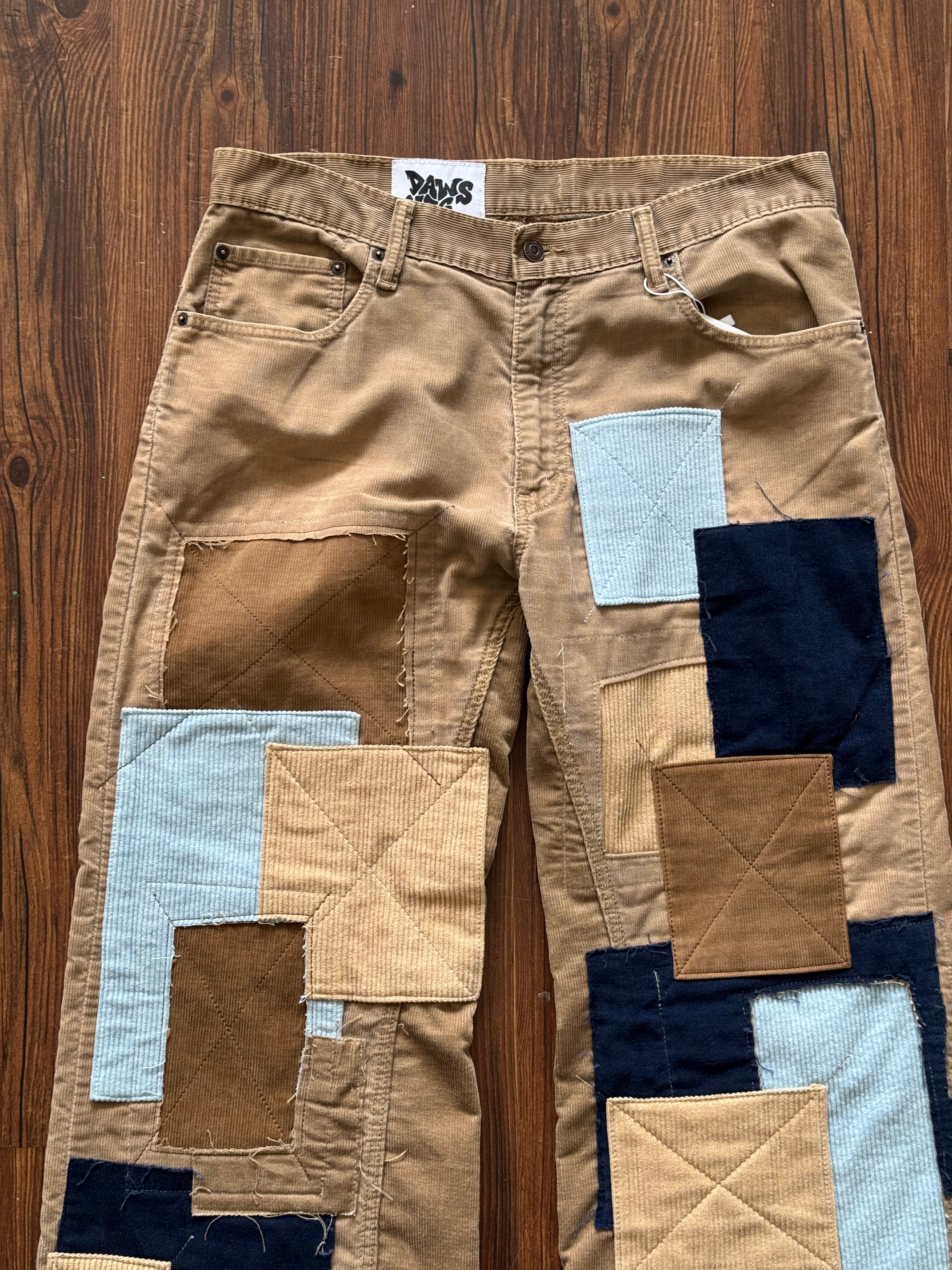 Corduroy Patchwork Jeans (Size 34)