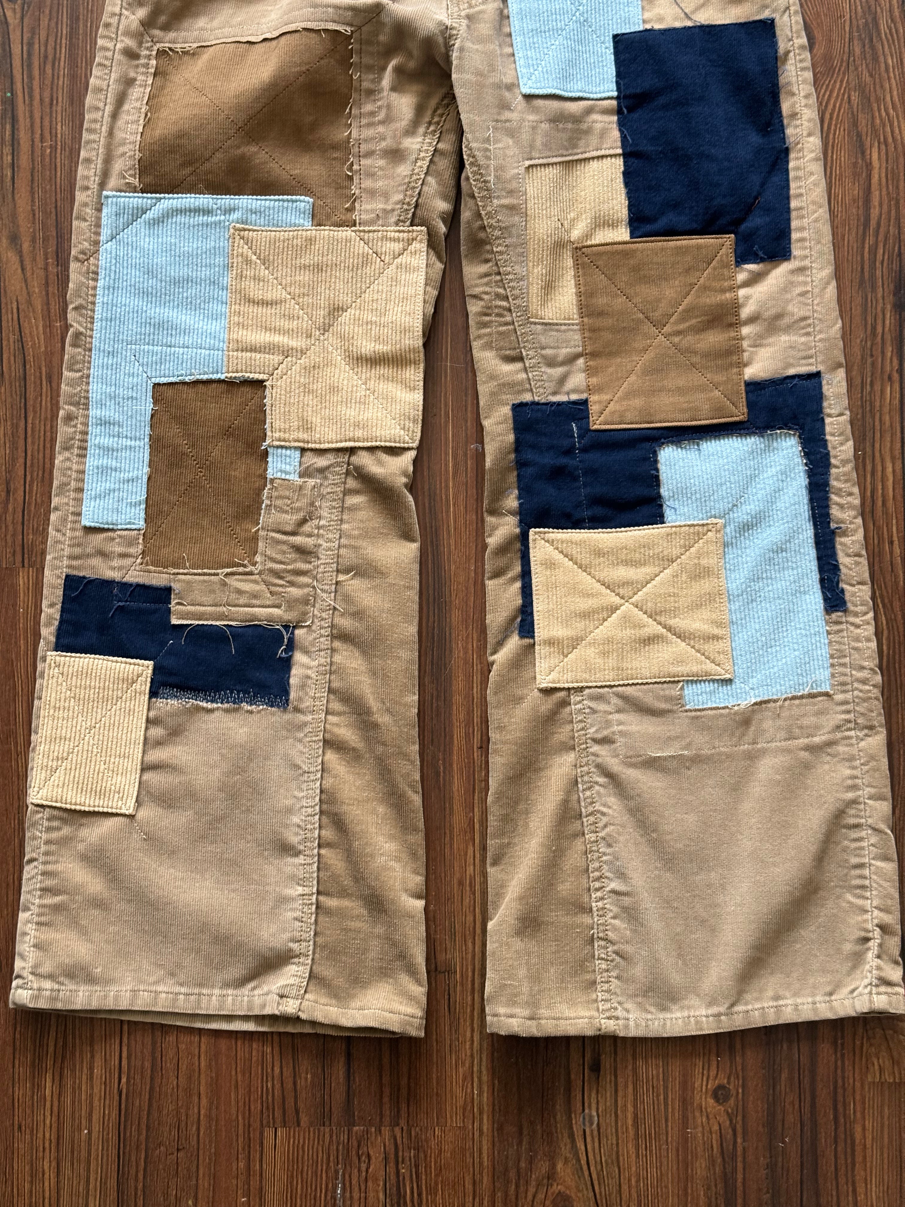 Corduroy Patchwork Jeans (Size 34)