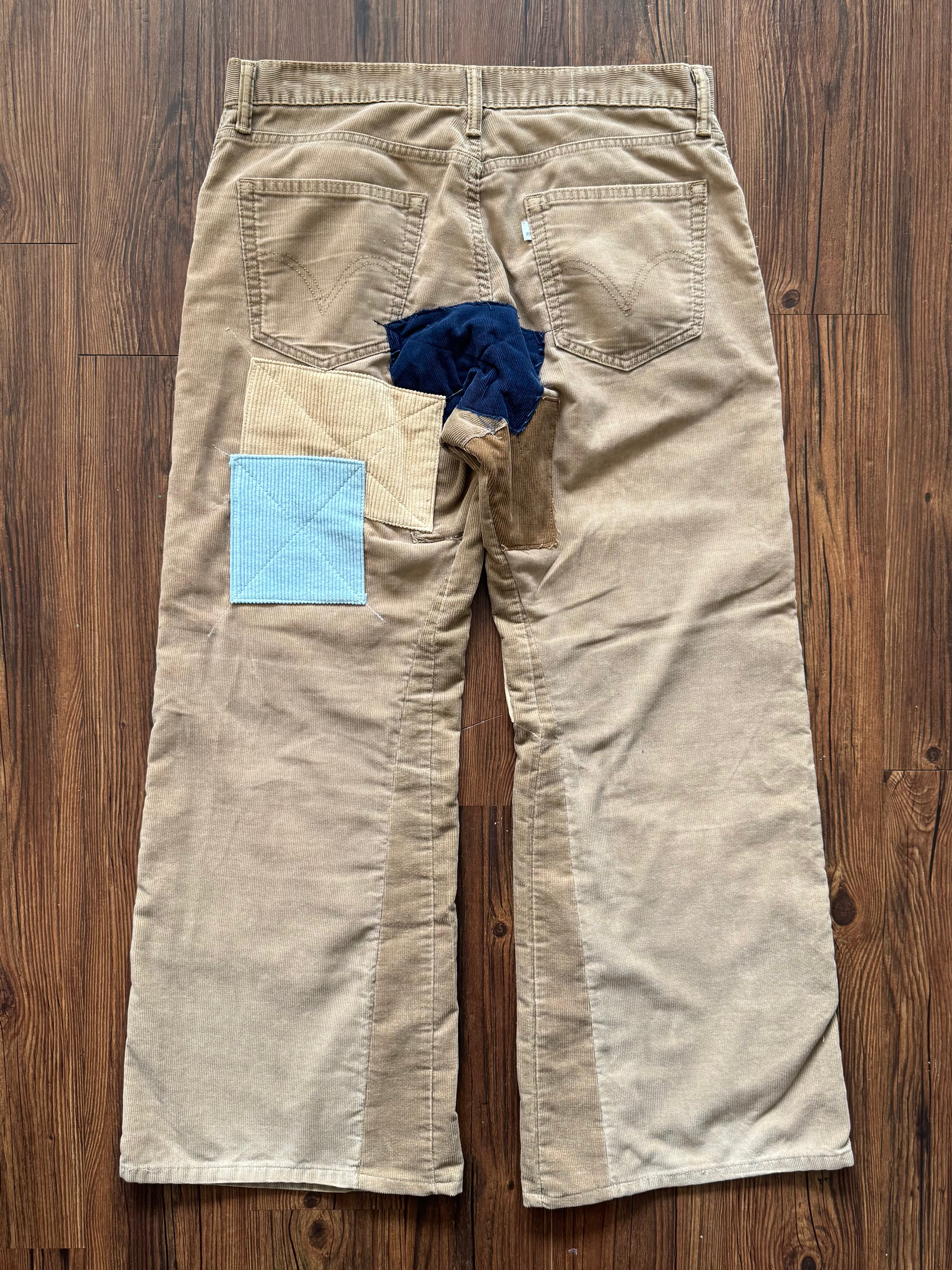 Corduroy Patchwork Jeans (Size 34)