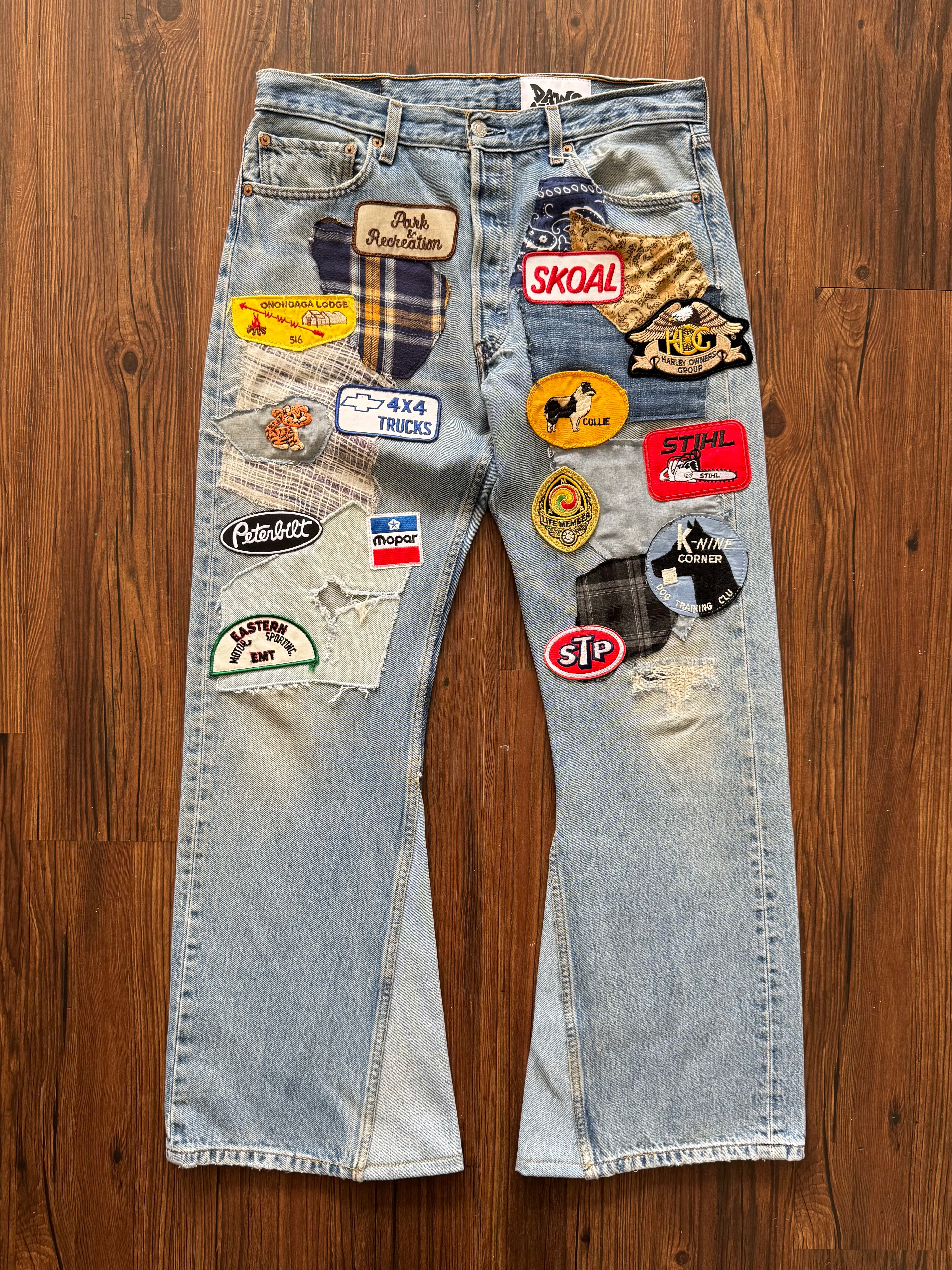 "Mr. Patches" Patchwork Jeans (Size 34)