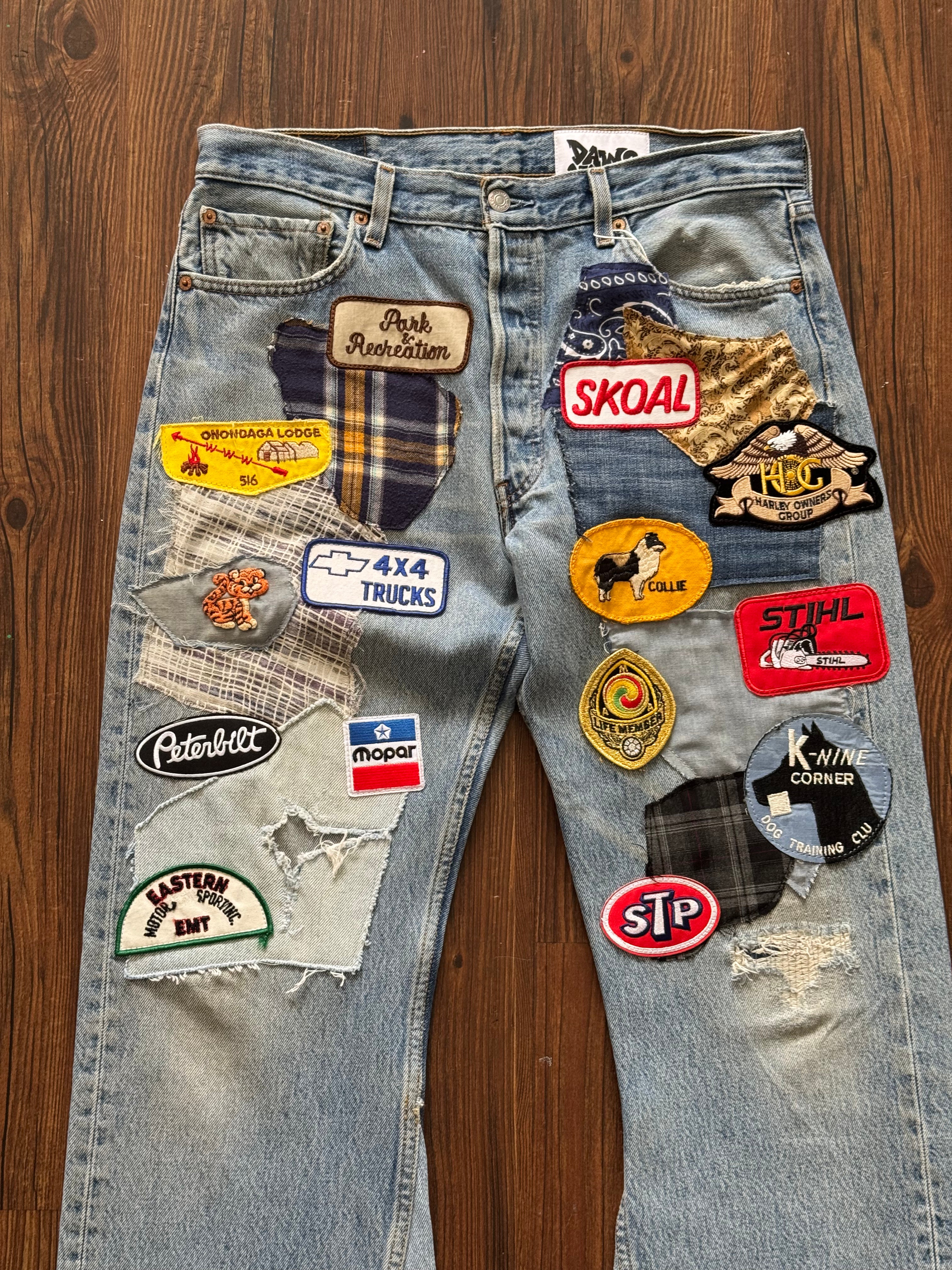 "Mr. Patches" Patchwork Jeans (Size 34)