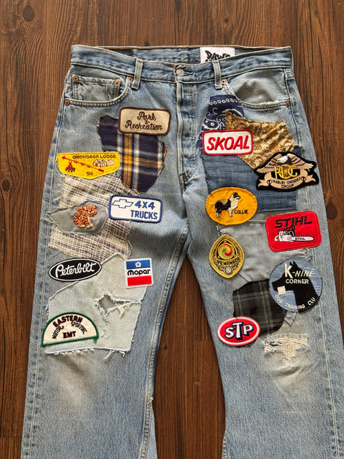 "Mr. Patches" Patchwork Jeans (Size 34)